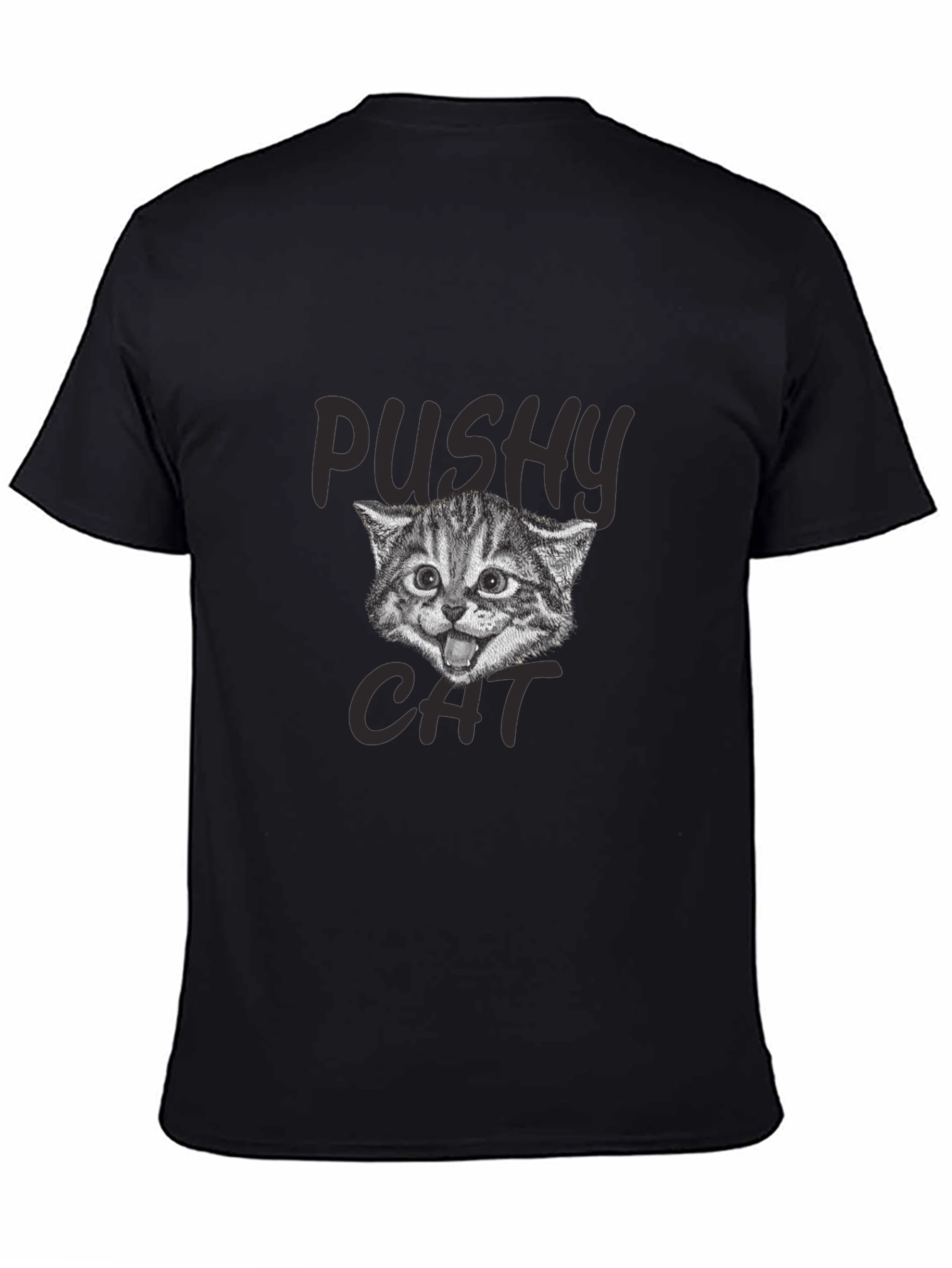 Black Pushy Cat Graphic T-Shirt view 4
