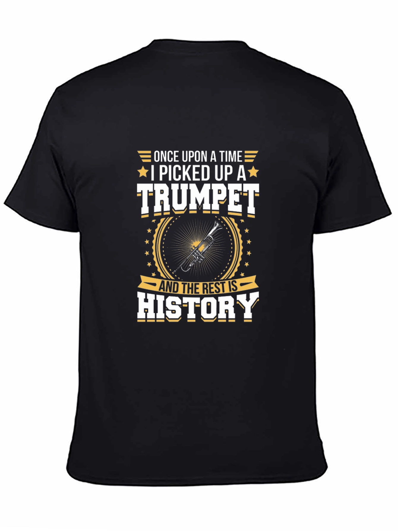 Black Trumpet Player Black T-Shirt - Once Upon A Time Music Tee view 4