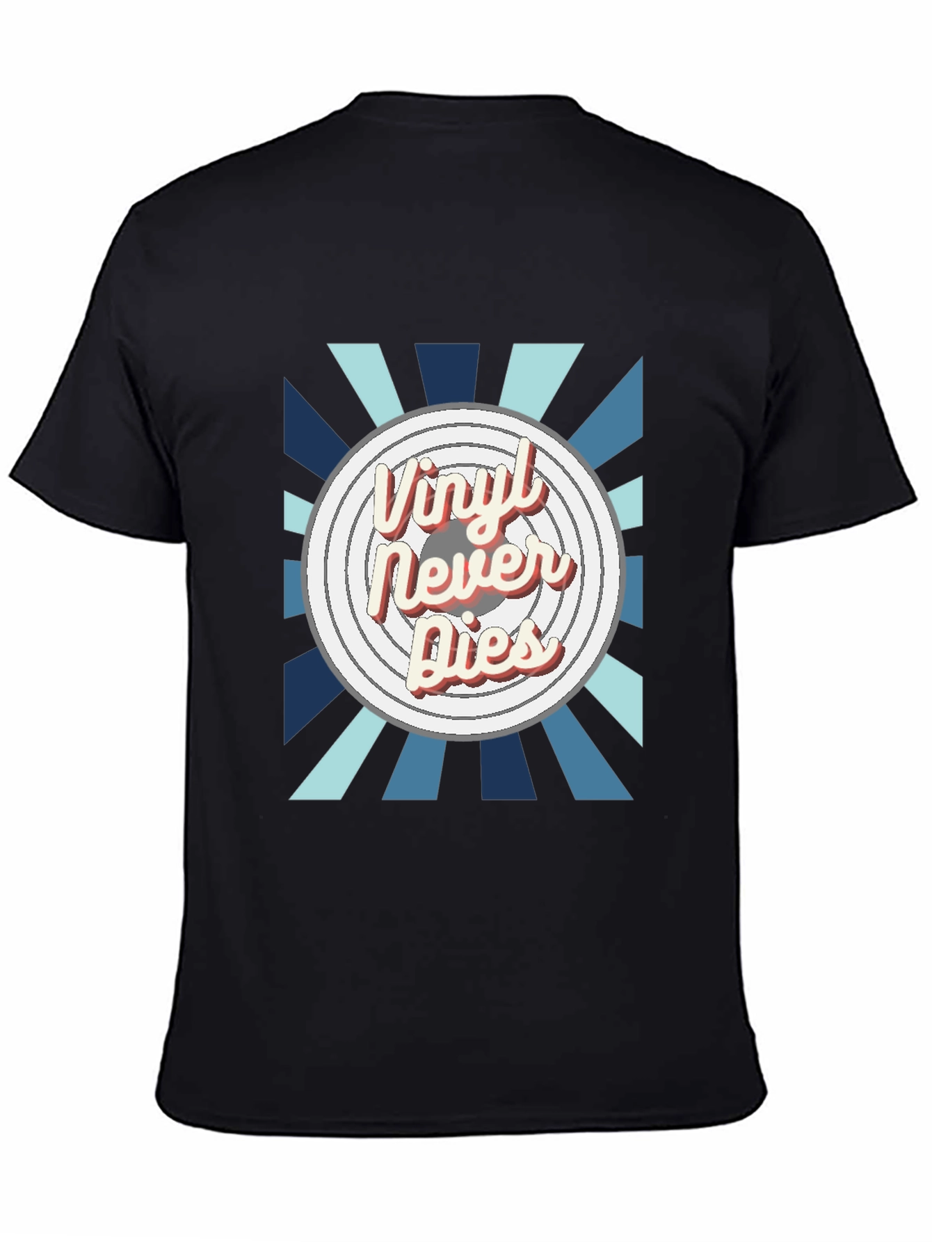 Black Vinyl Never Dies Graphic Tee - Retro Music Lover Shirt view 4