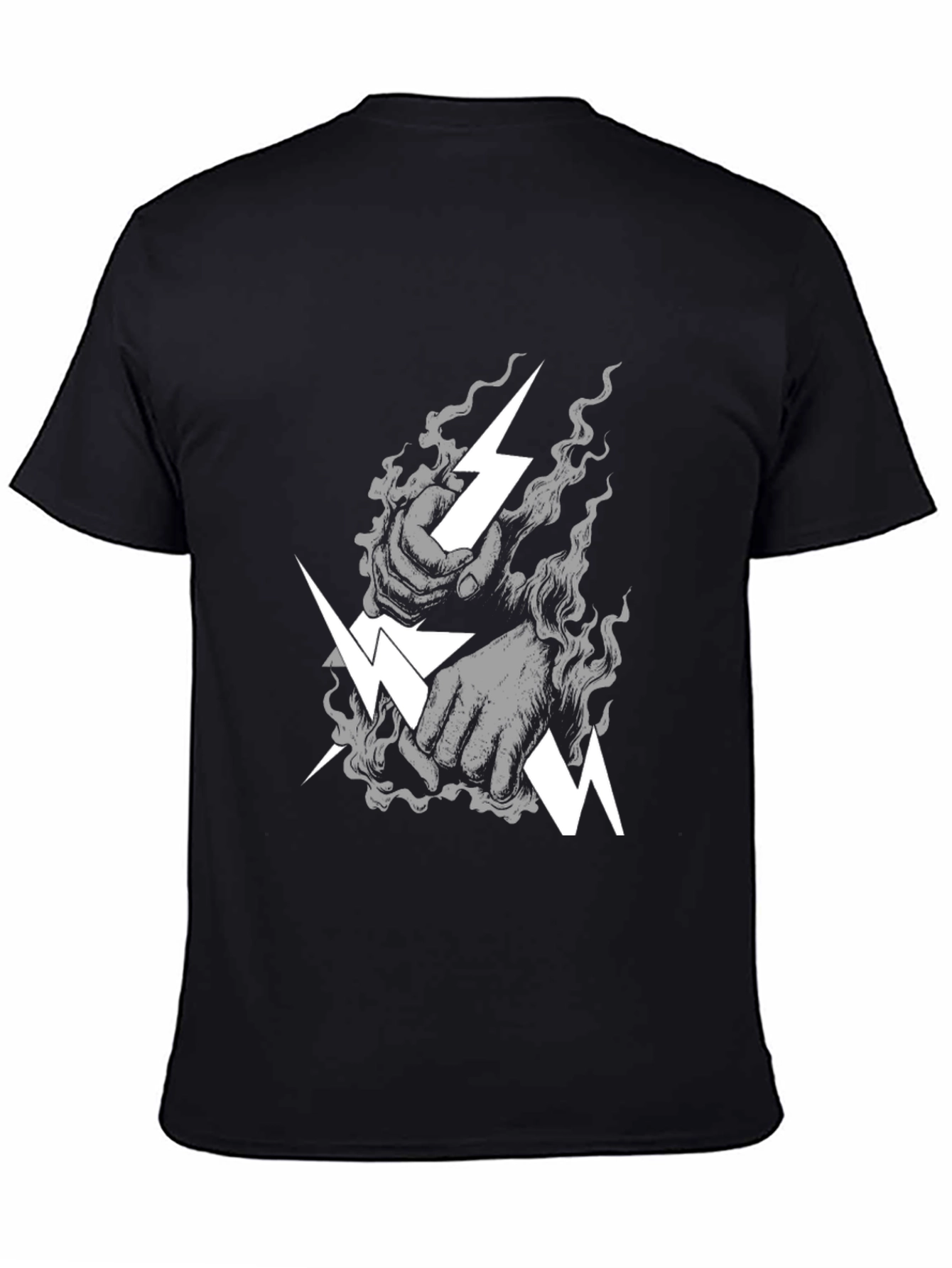 Black Stylish Black T-Shirt with Lightning Bolt Graphic view 4