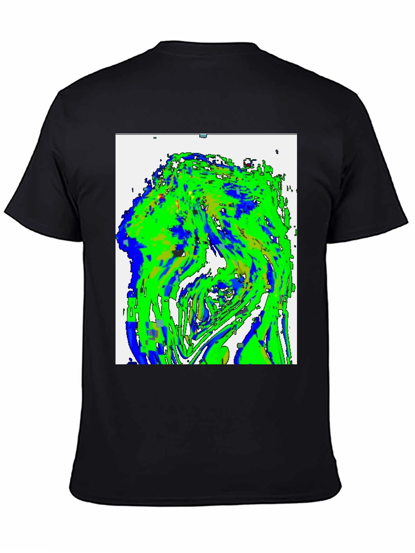 Black Abstract Green & Blue Graphic Tee view 4