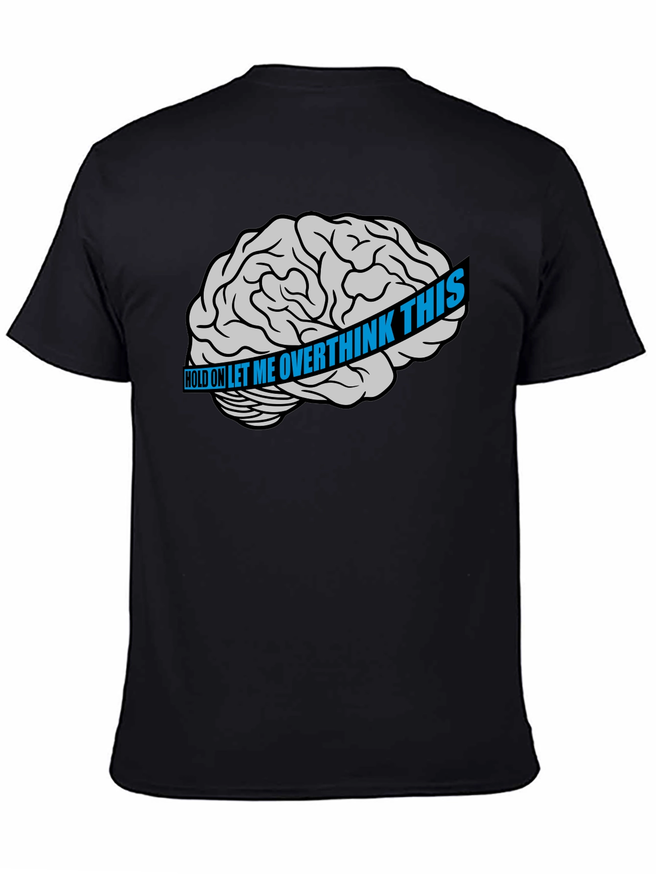 Black Overthink Brain Graphic T-Shirt - Black view 4