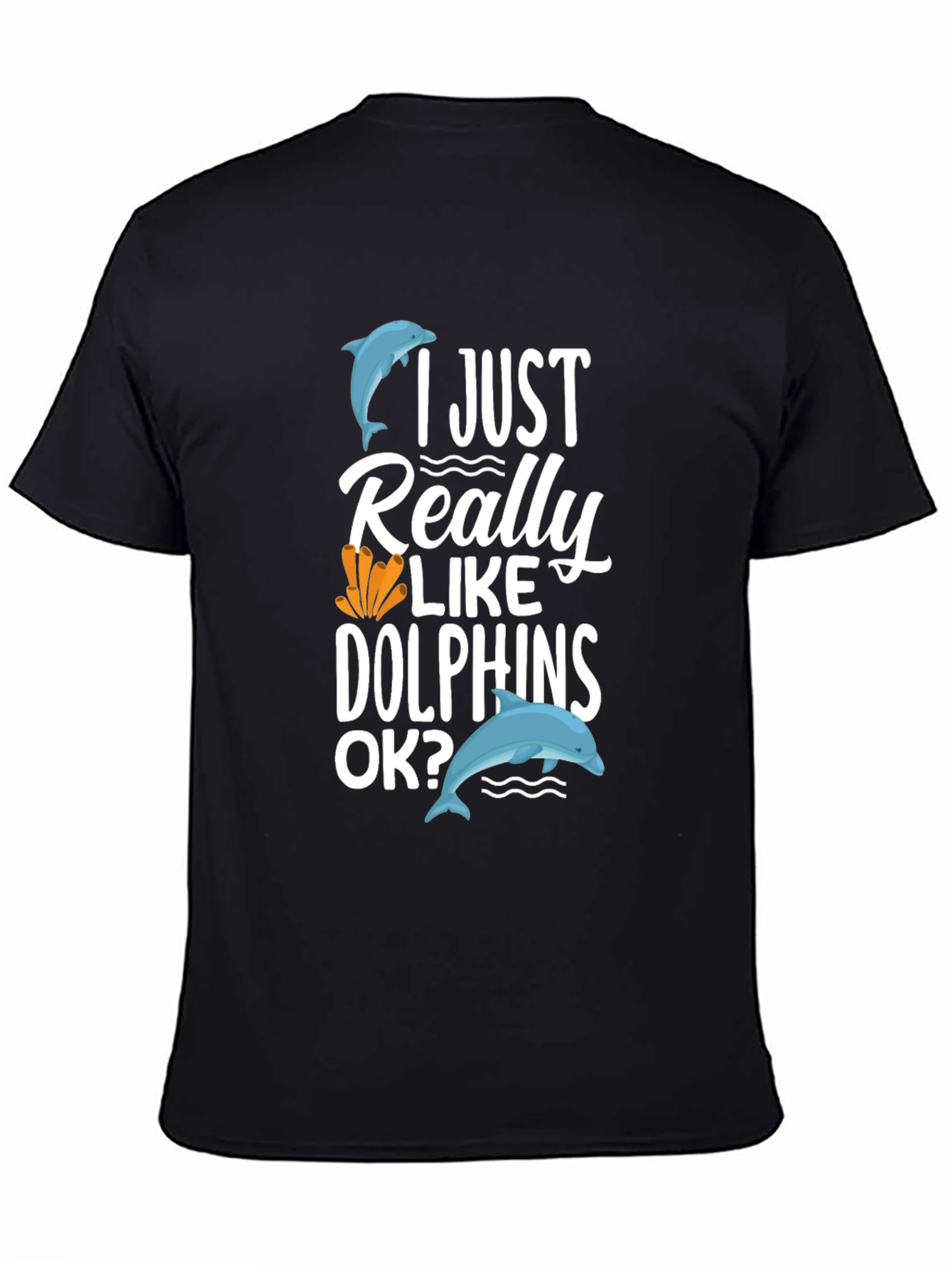 Black I Just Really Like Dolphins Graphic Tee view 4
