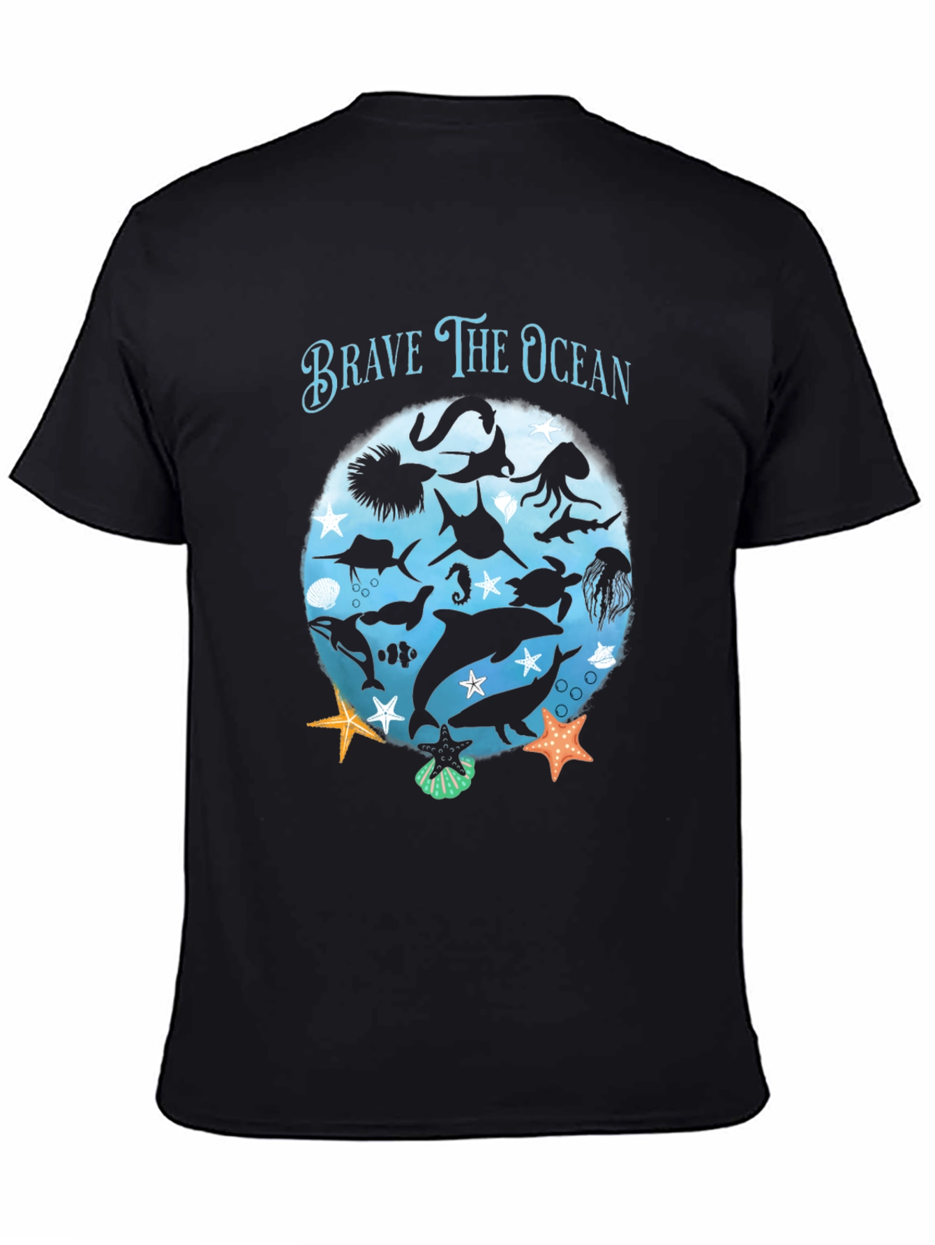 Brave the Ocean Graphic T-Shirt - Black - 4