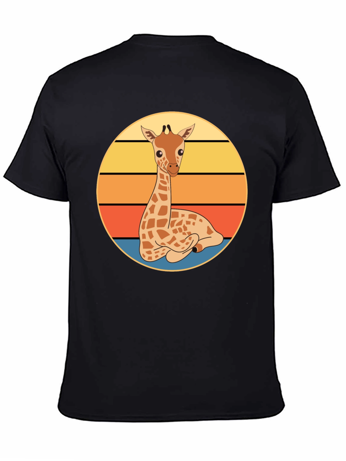 Black Giraffe Sunset Graphic Tee - Cute Cartoon Design view 4
