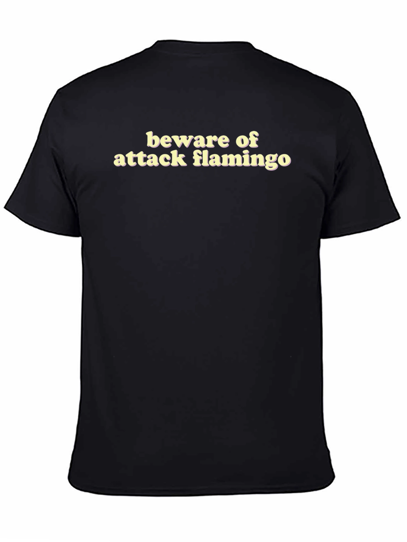 Black Beware of Attack Flamingo T-Shirt, Funny Bird Tee view 4