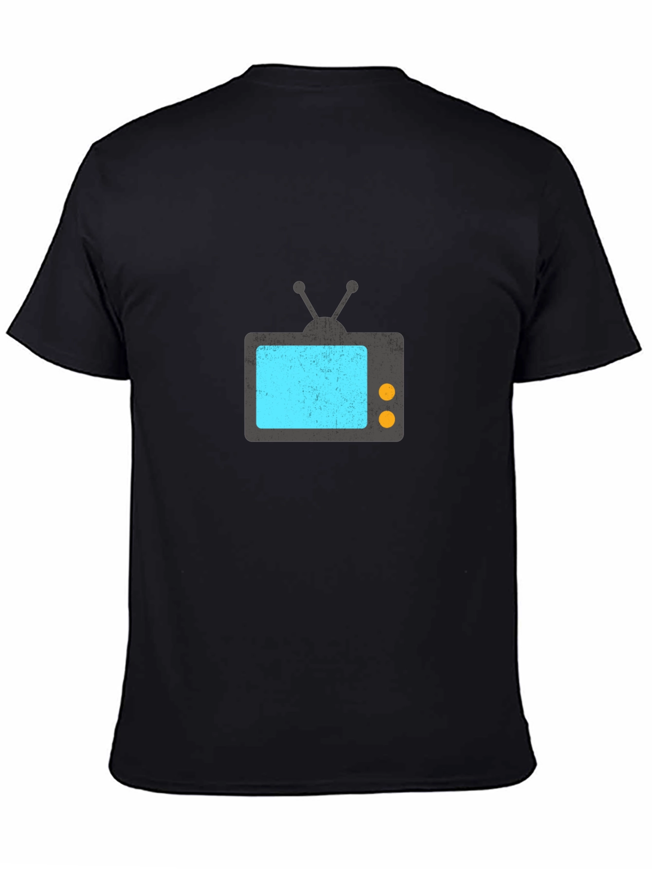 Black Retro TV Graphic Tee - Black Casual T-Shirt view 4