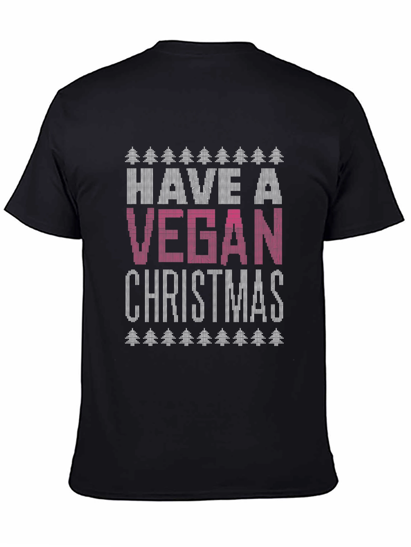 Black Vegan Christmas T-Shirt - Ugly Christmas Sweater Style Tee view 4