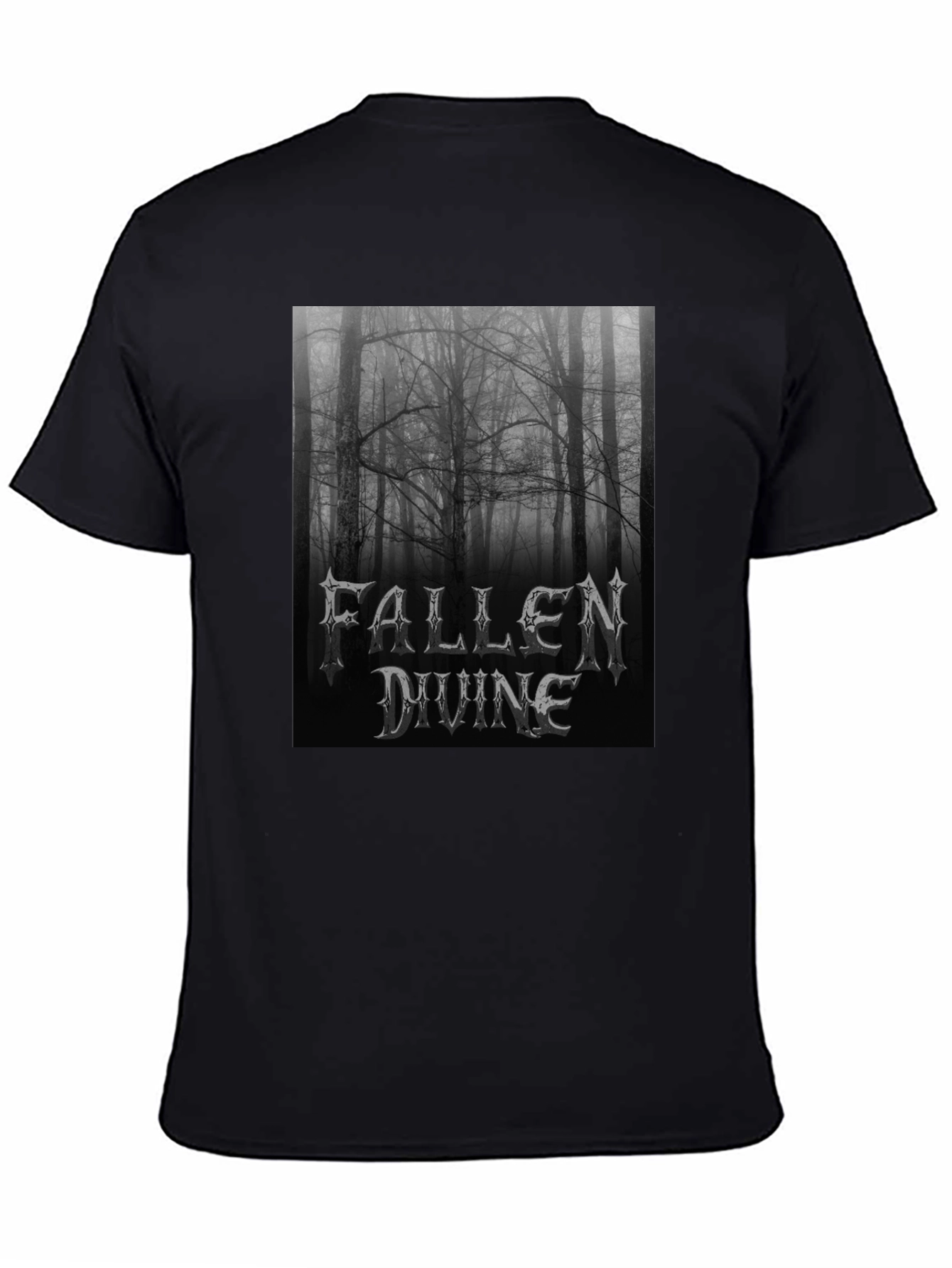 Black Fallen Divine Forest T-Shirt - Black Metal Style view 4