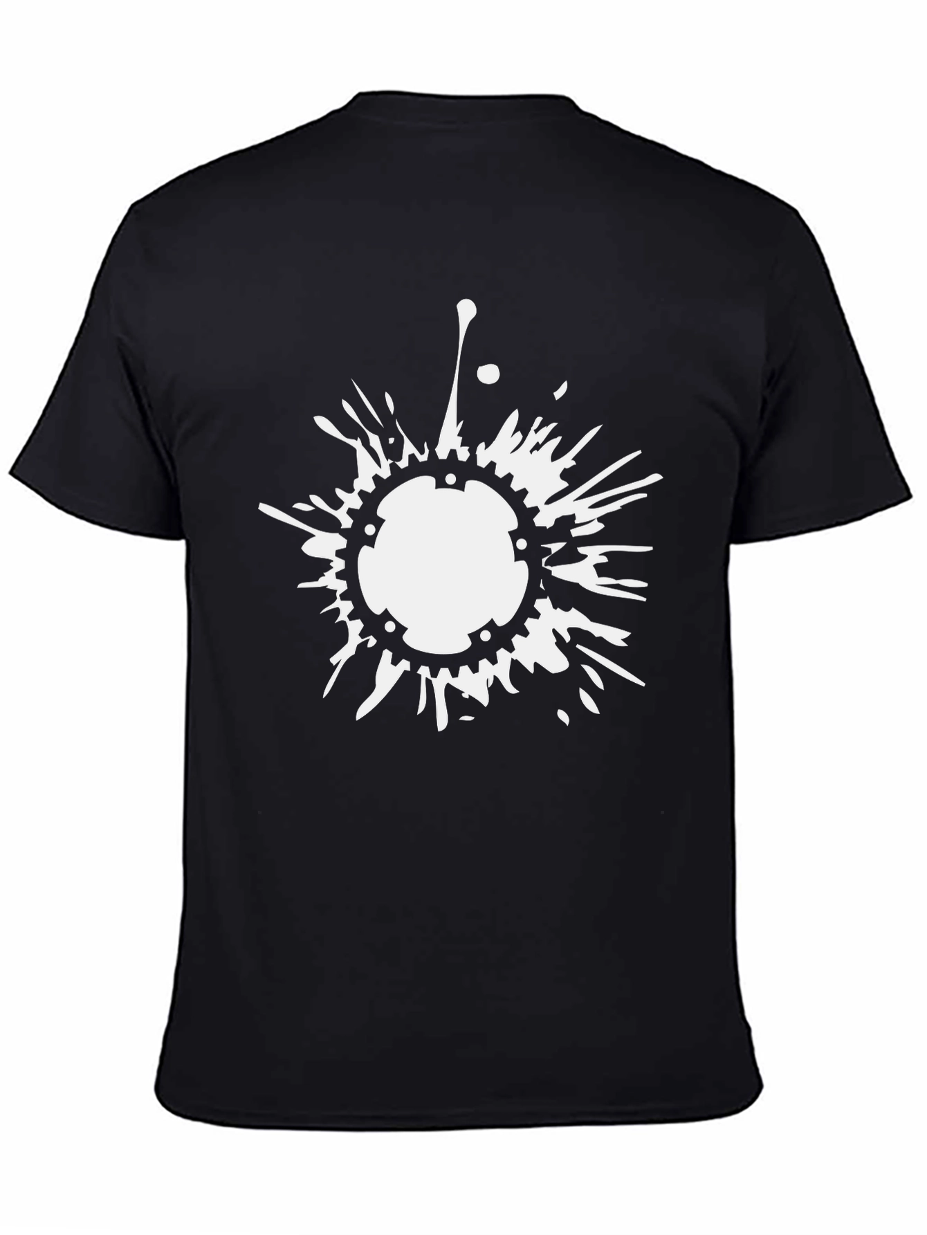 Black Men's Black T-Shirt with White Splash Graphic view 4