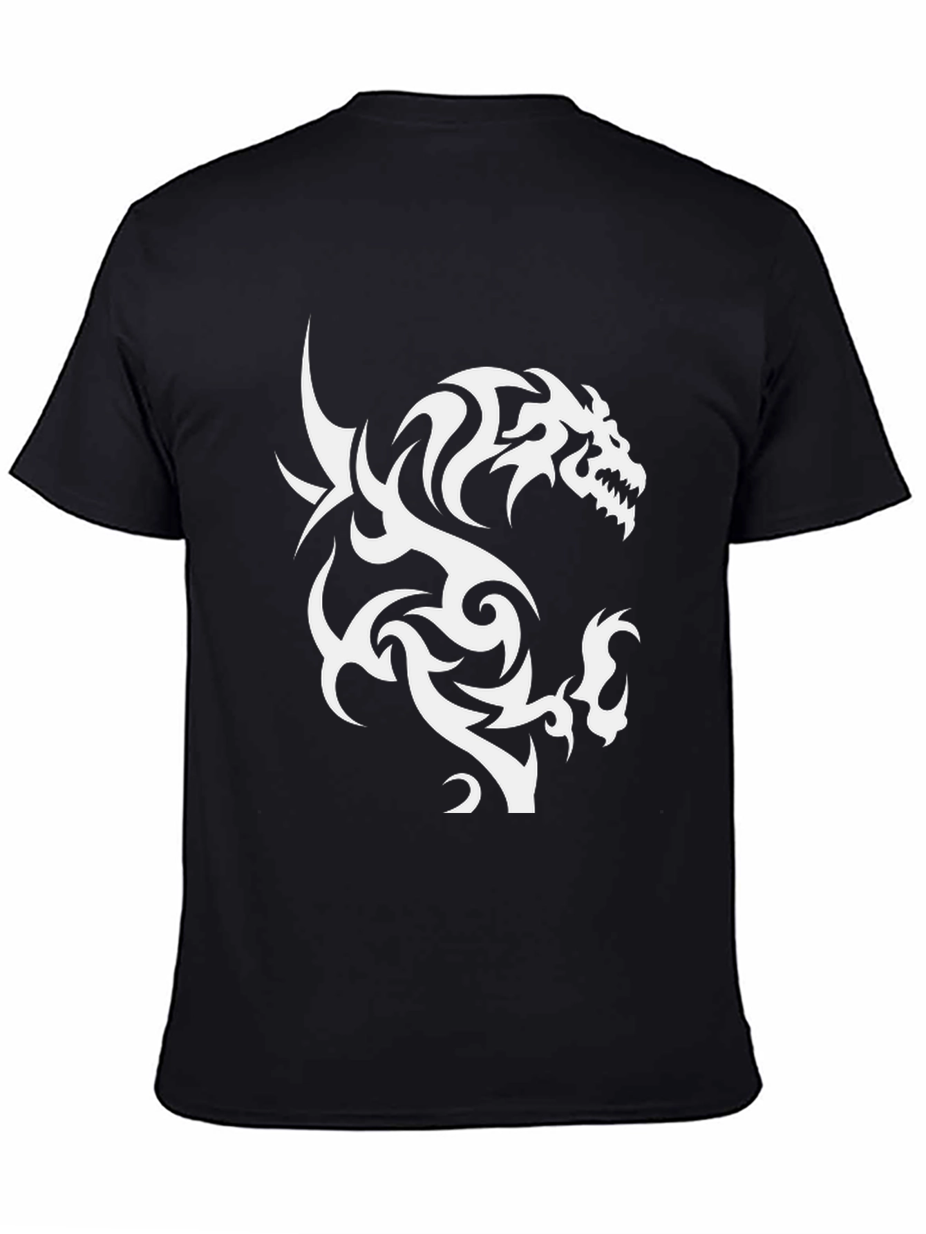 Black Tribal Dragon Graphic Print Tee view 4