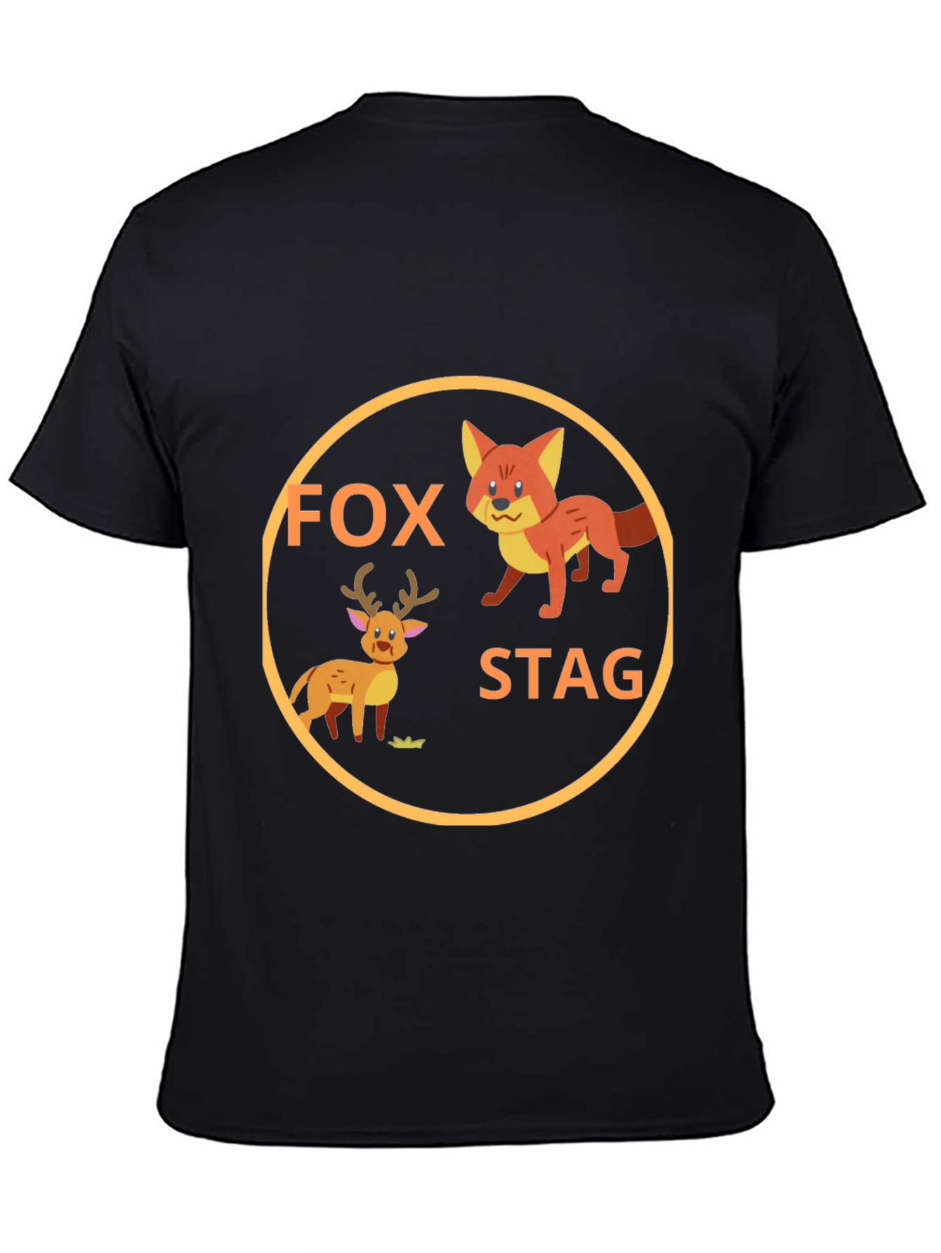 Black Fox and Stag Graphic Tee - Cute Animal Design view 4