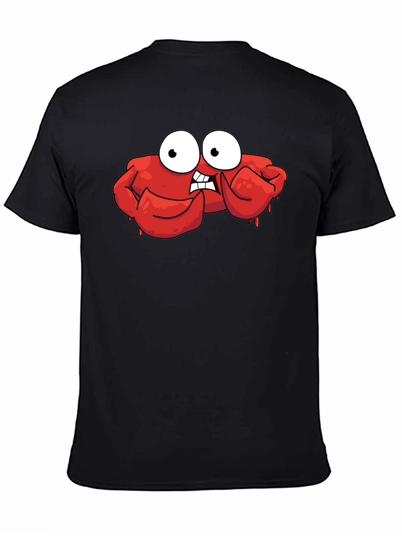 Black Funny Cartoon Crab Graphic Black T-Shirt view 4