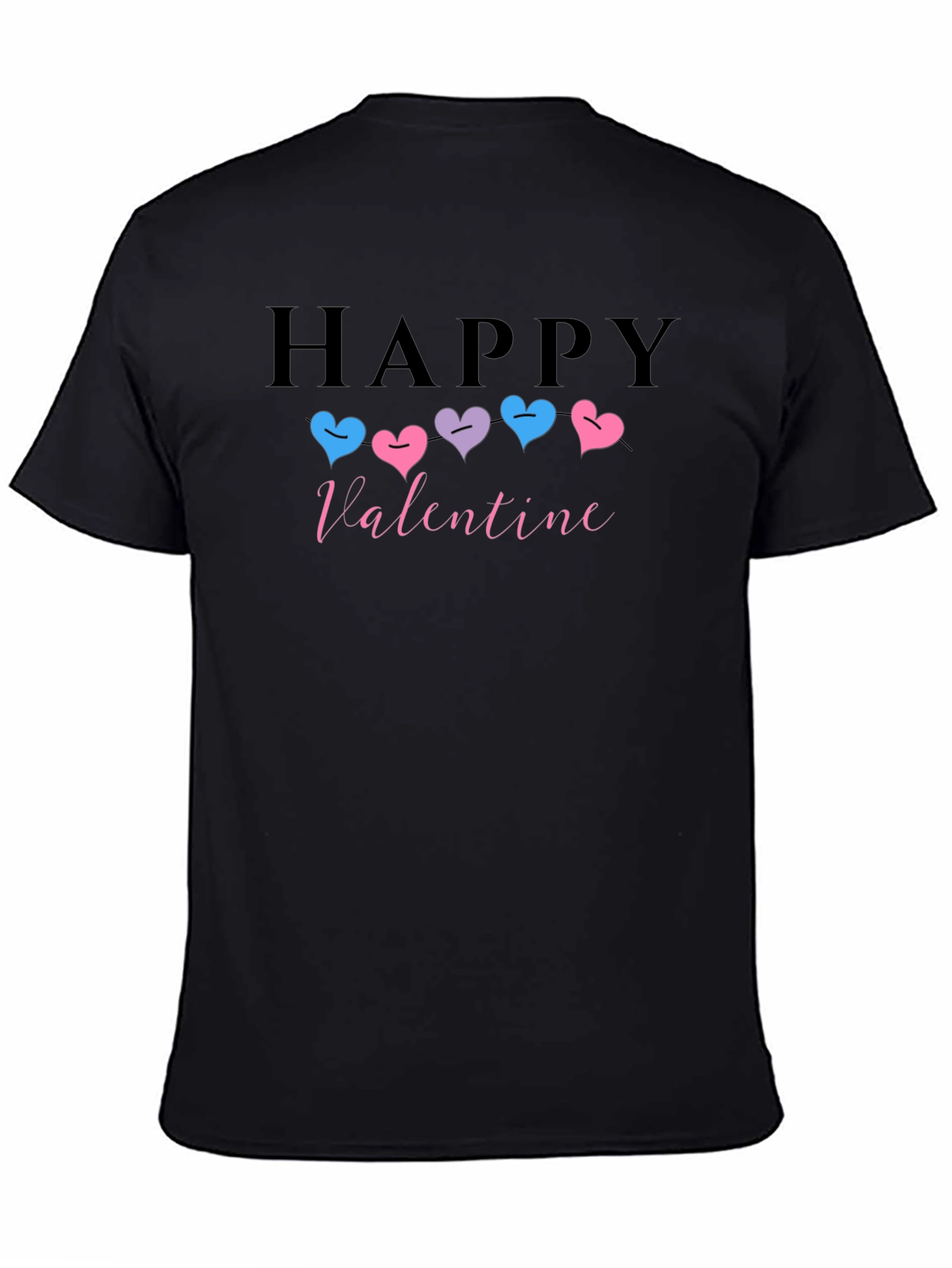 Black Happy Valentine T-shirt with Heart Design view 4