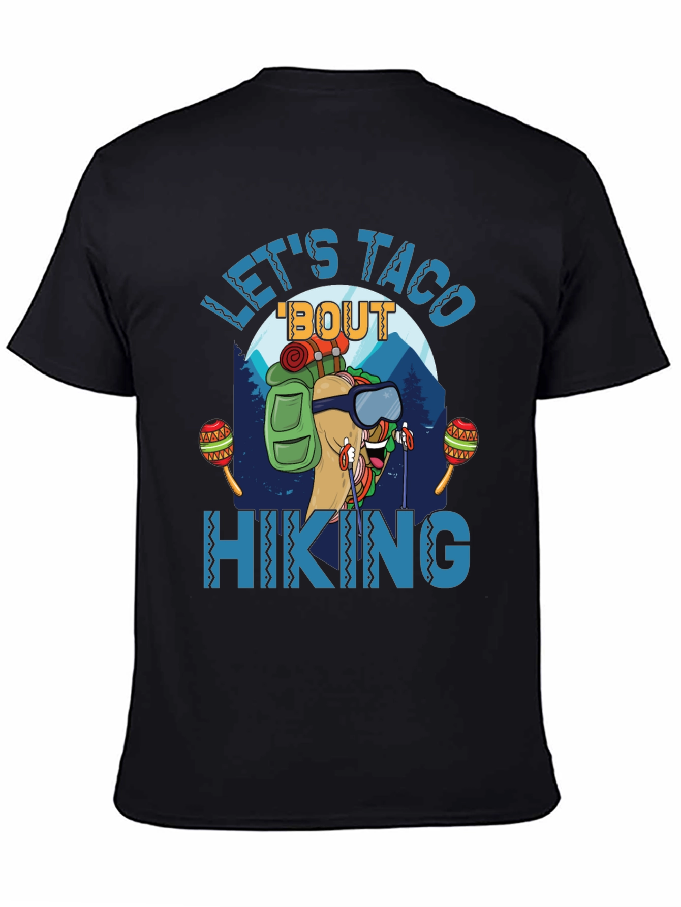 Black Let's Taco 'Bout Hiking Graphic T-Shirt view 4