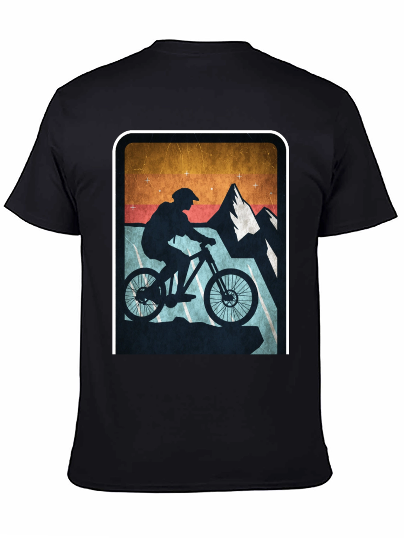 Black Mountain Biking Silhouette Graphic Tee view 4