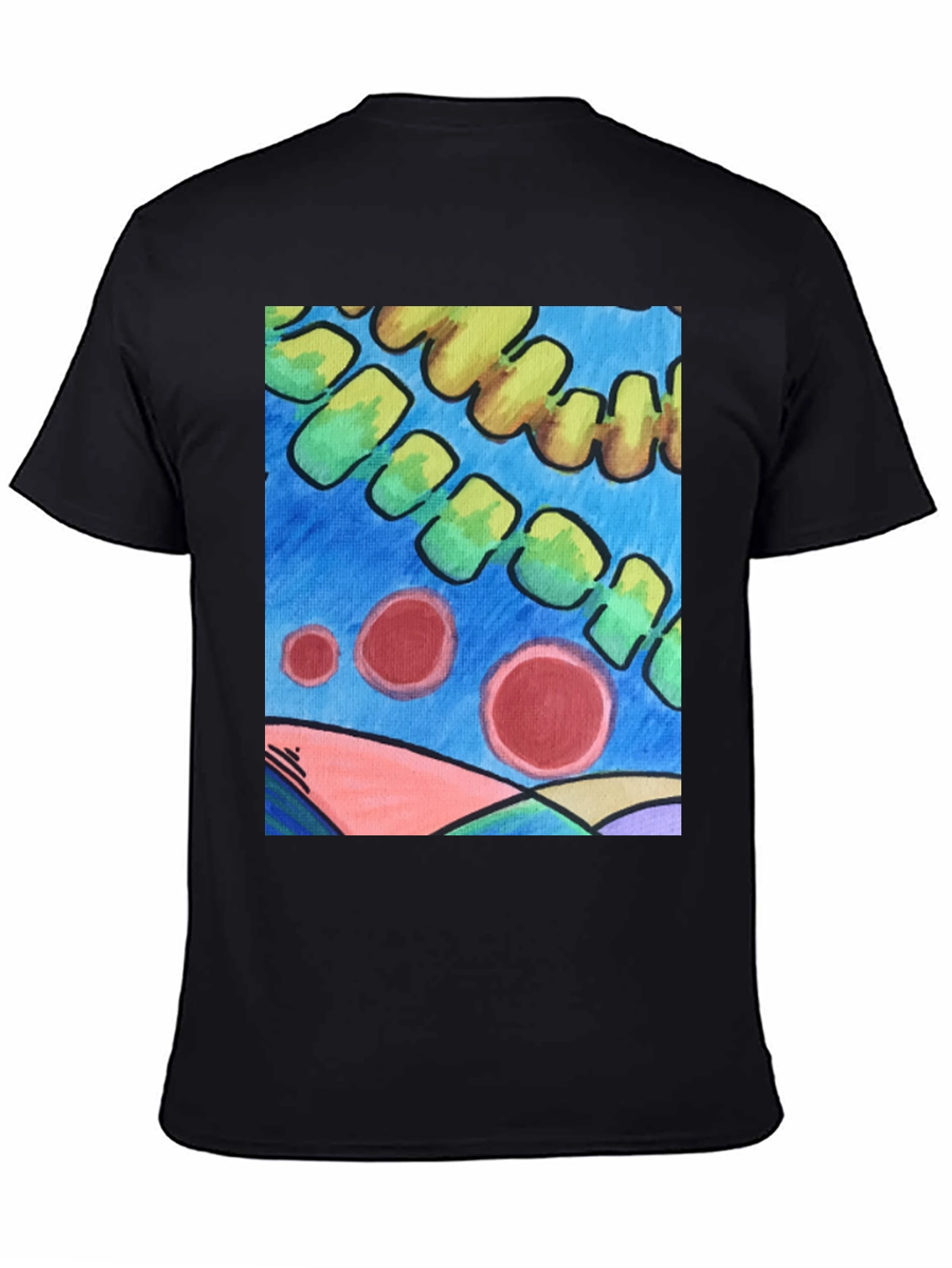 Black Abstract Art Graphic Tee - Modern Casual Style view 4