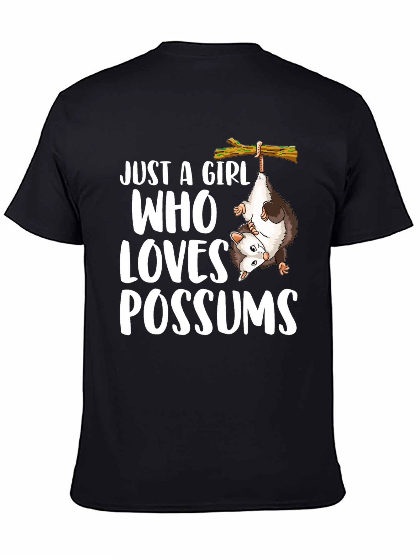 Black Just a Girl Who Loves Possums Graphic Tee view 4