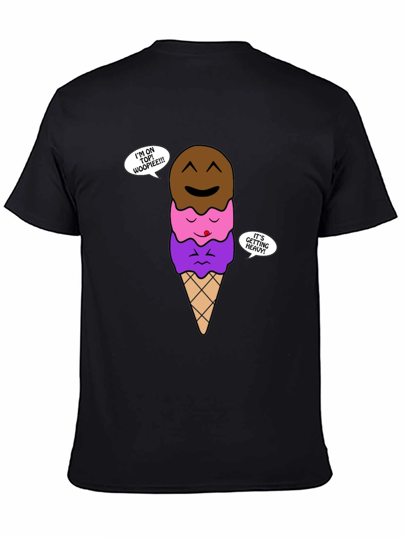 Black Cartoon Ice Cream T-Shirt view 4