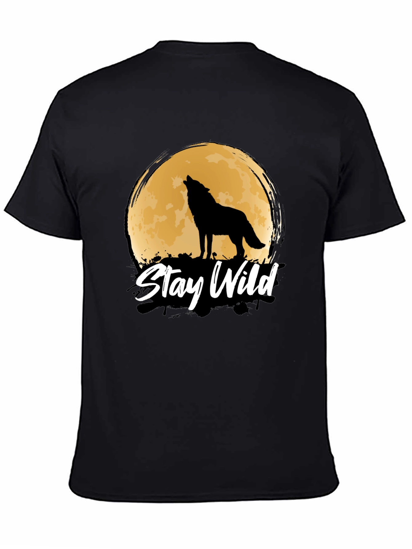 Black Stay Wild Wolf Moon Graphic Tee view 4