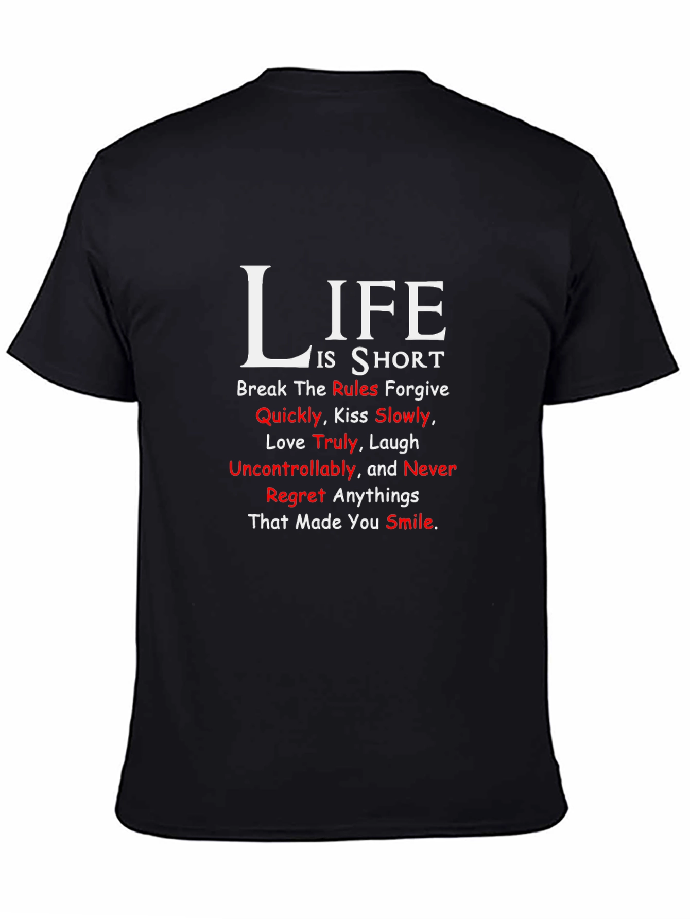 Black Life is Short Graphic Tee - Inspirational T-Shirt view 4