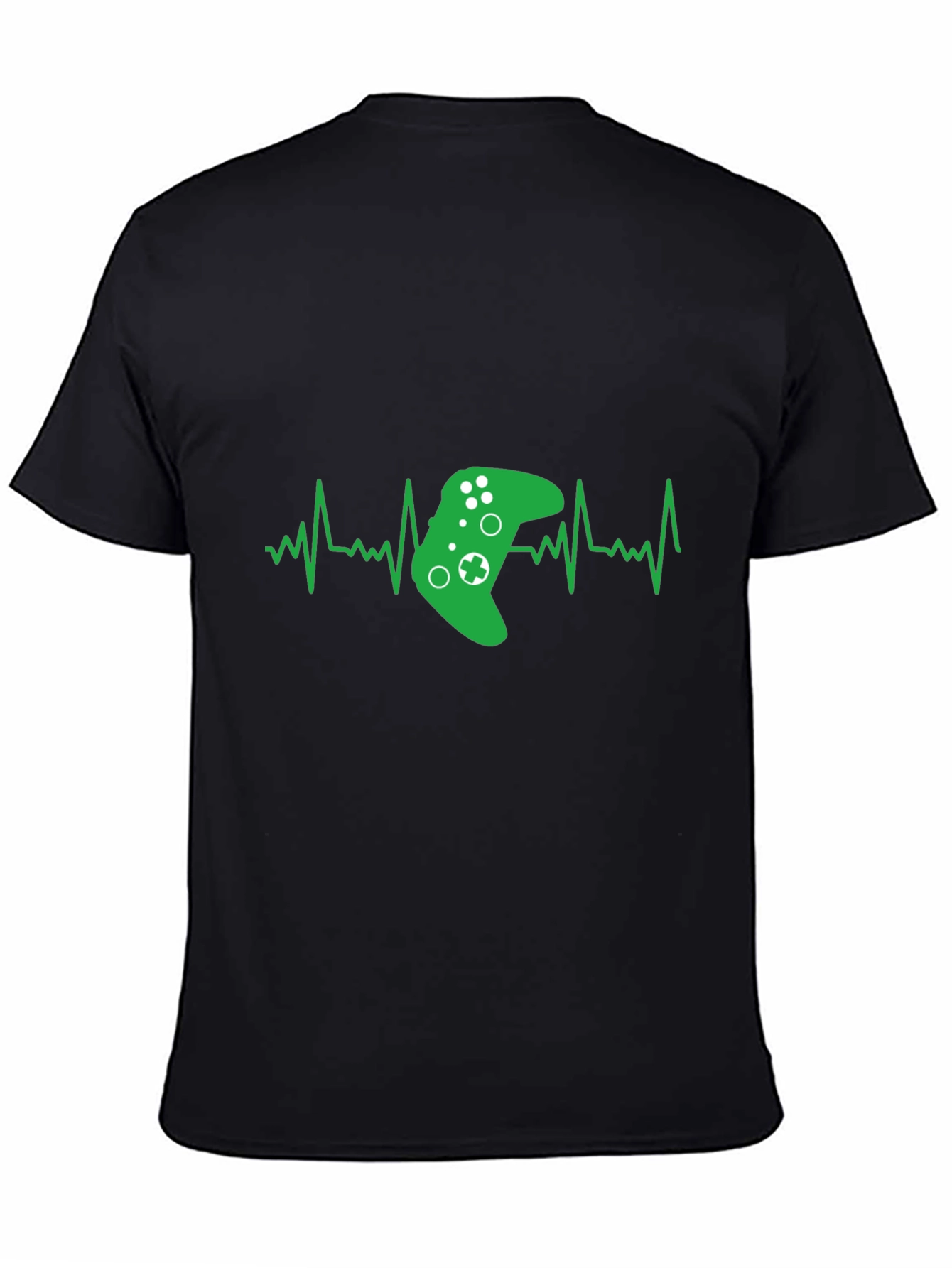 Black Gamer Heartbeat T-Shirt - Black Cotton Gaming Tee view 4