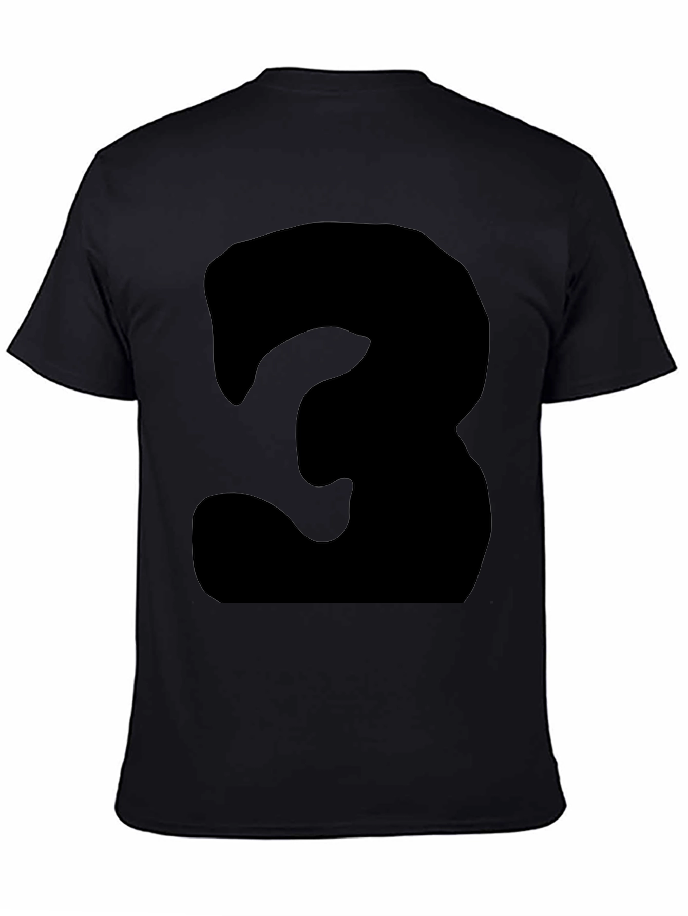Black Men's Black T-Shirt with Bold Number '3' Design view 4