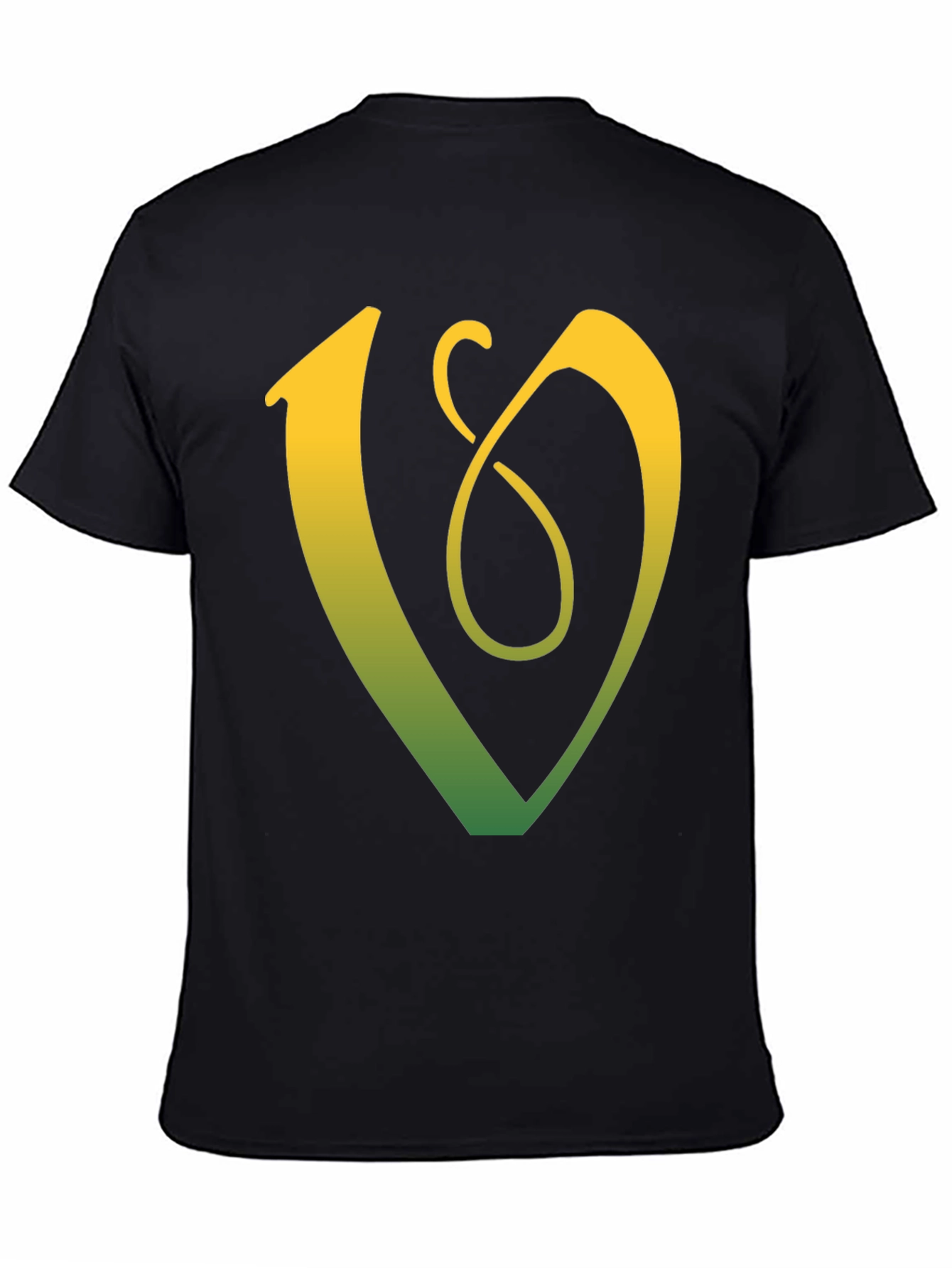 Black Unique Gradient Letter V Graphic Tee - Black view 4