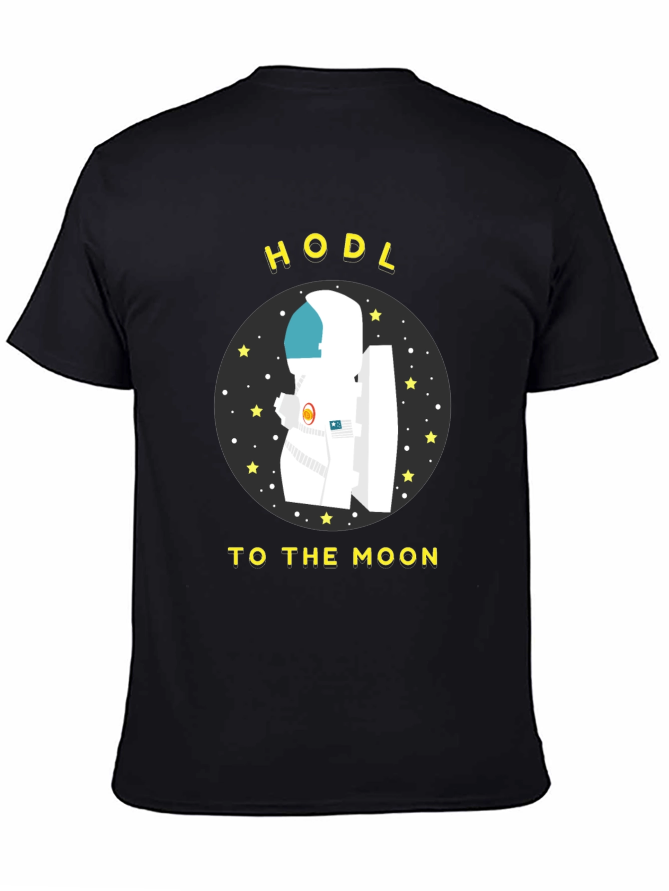 Black HODL to the Moon T-Shirt Crypto Astronaut view 4