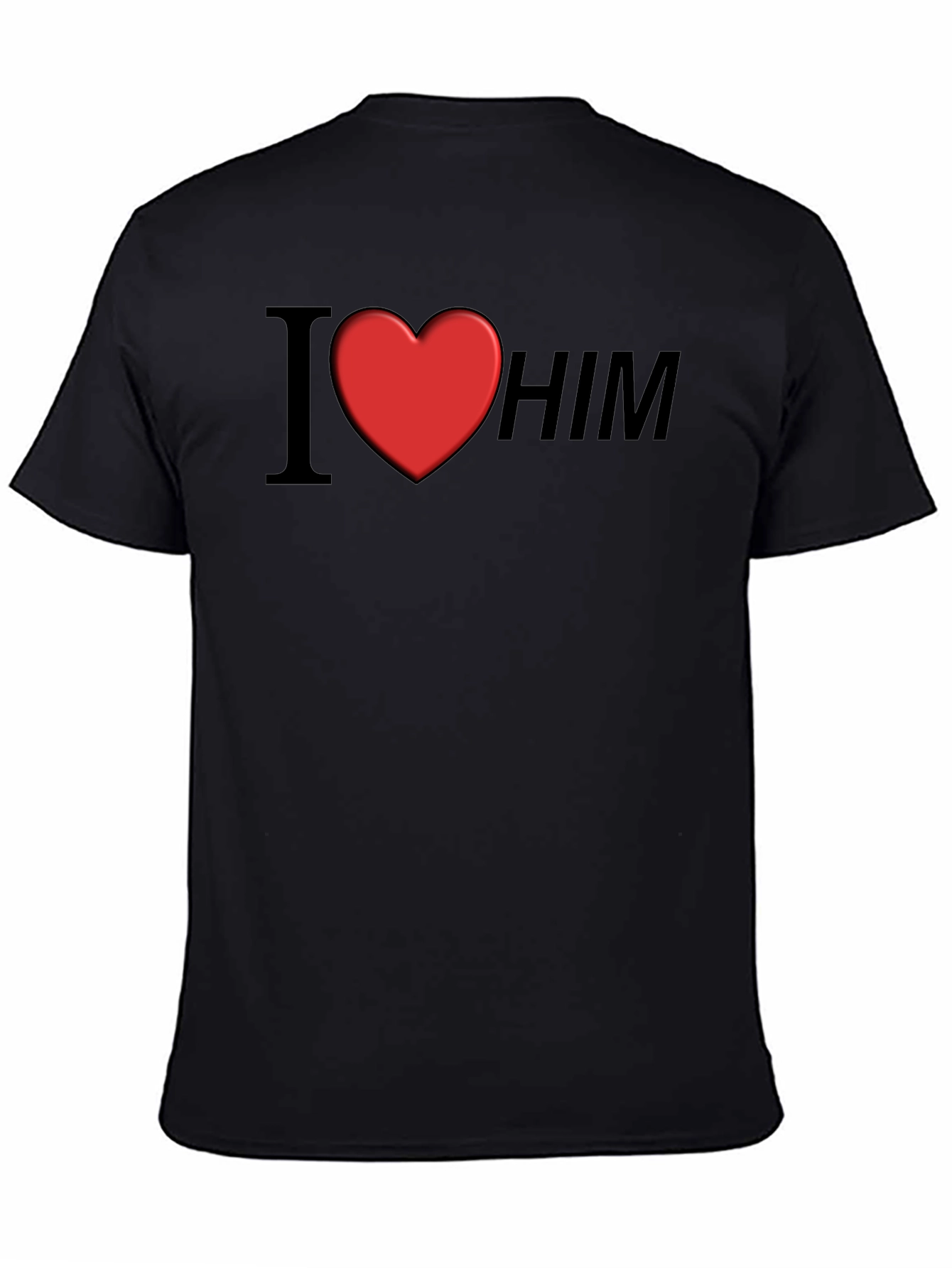 Black I Heart Him Graphic Tee - Black Unisex T-Shirt view 4