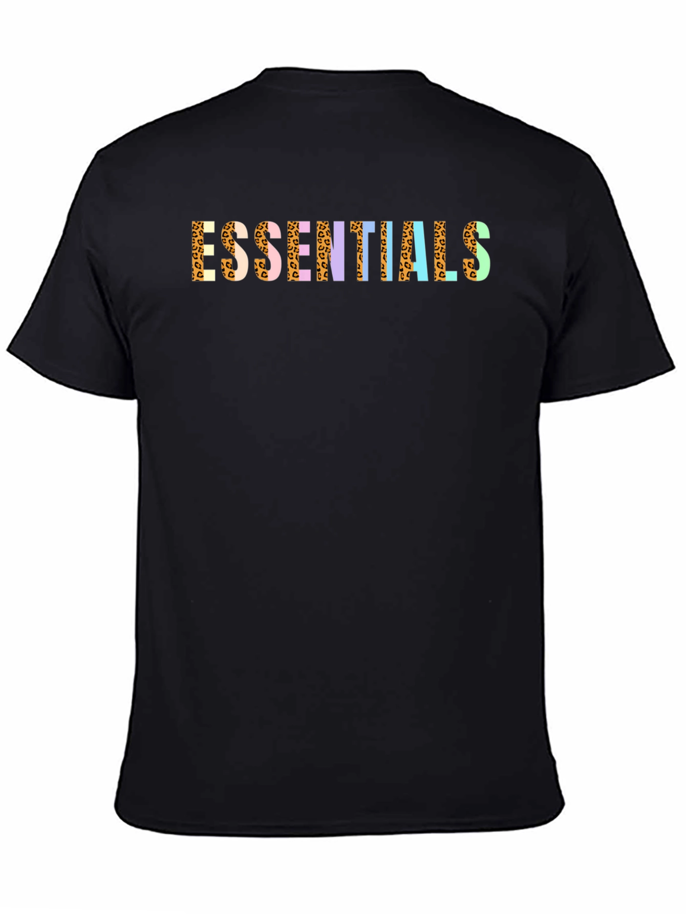 Black Essentials Leopard Print Crew Neck Tee view 4