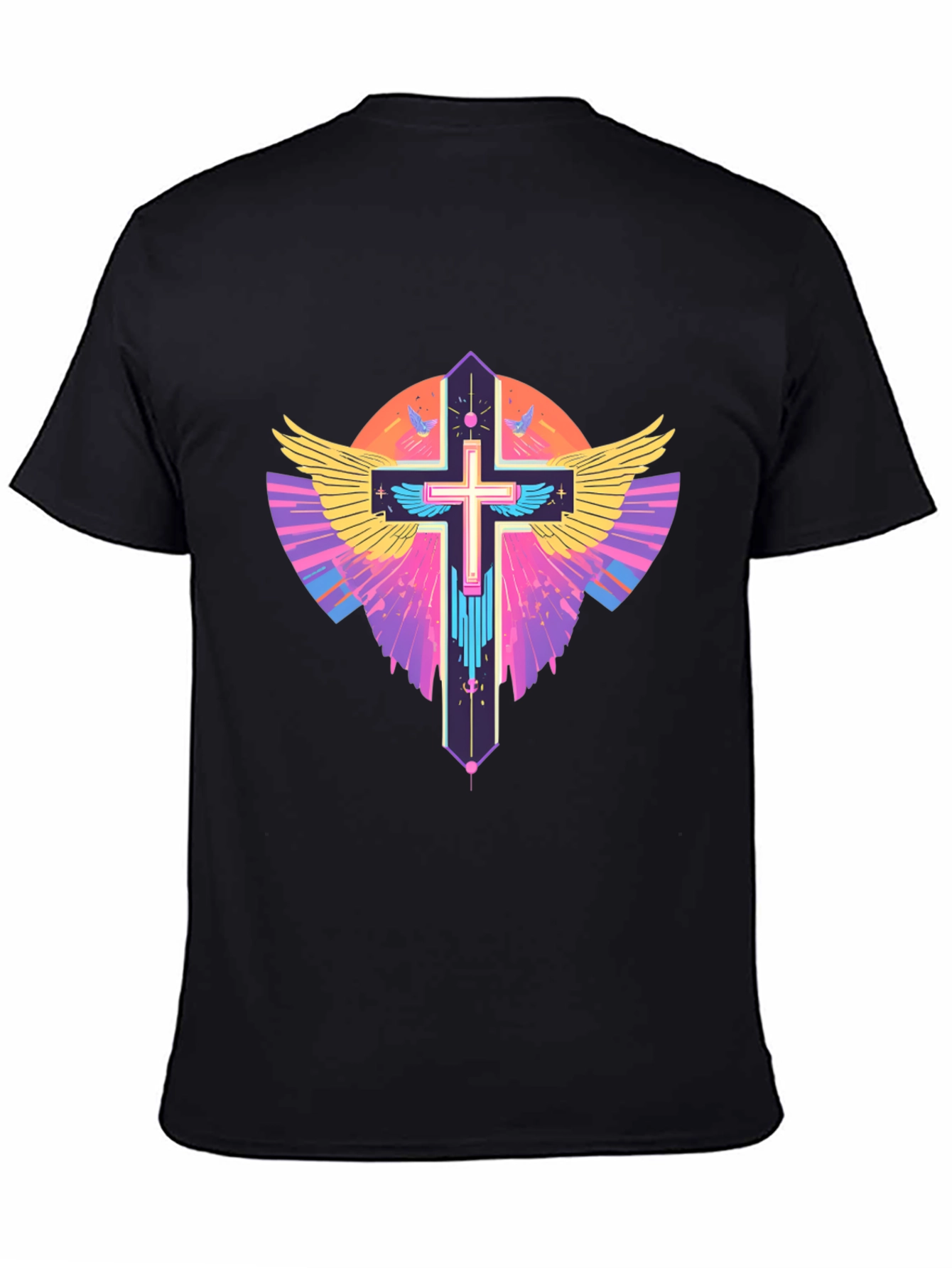 Black Winged Cross Graphic T-Shirt view 4