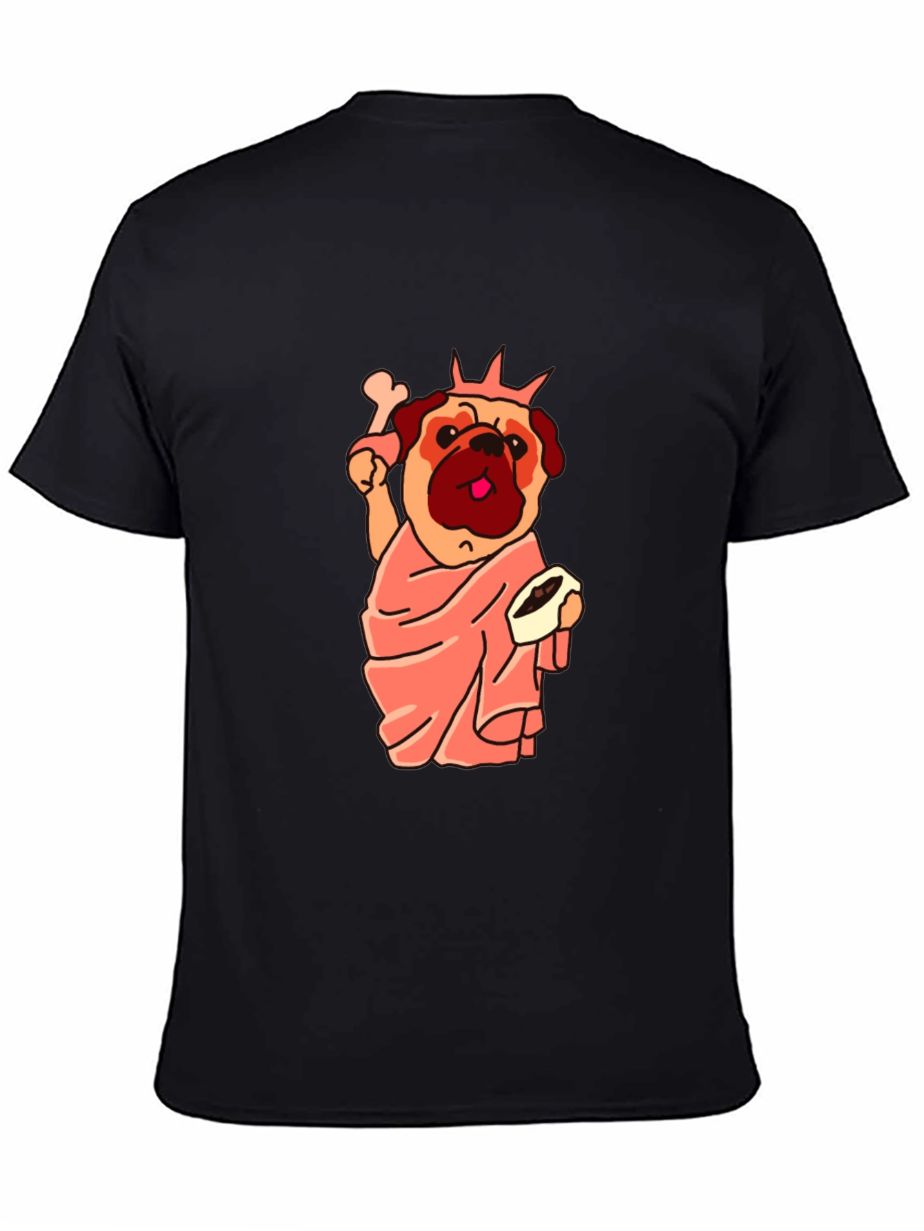 Black Statue of Liberty Pug Graphic Tee view 4