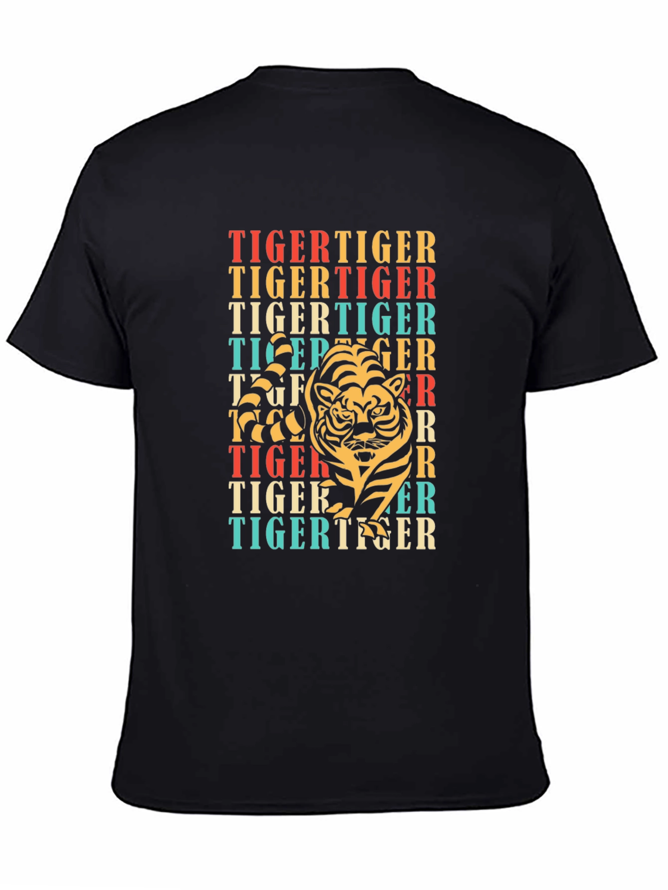Black Retro Tiger Graphic T-Shirt view 4
