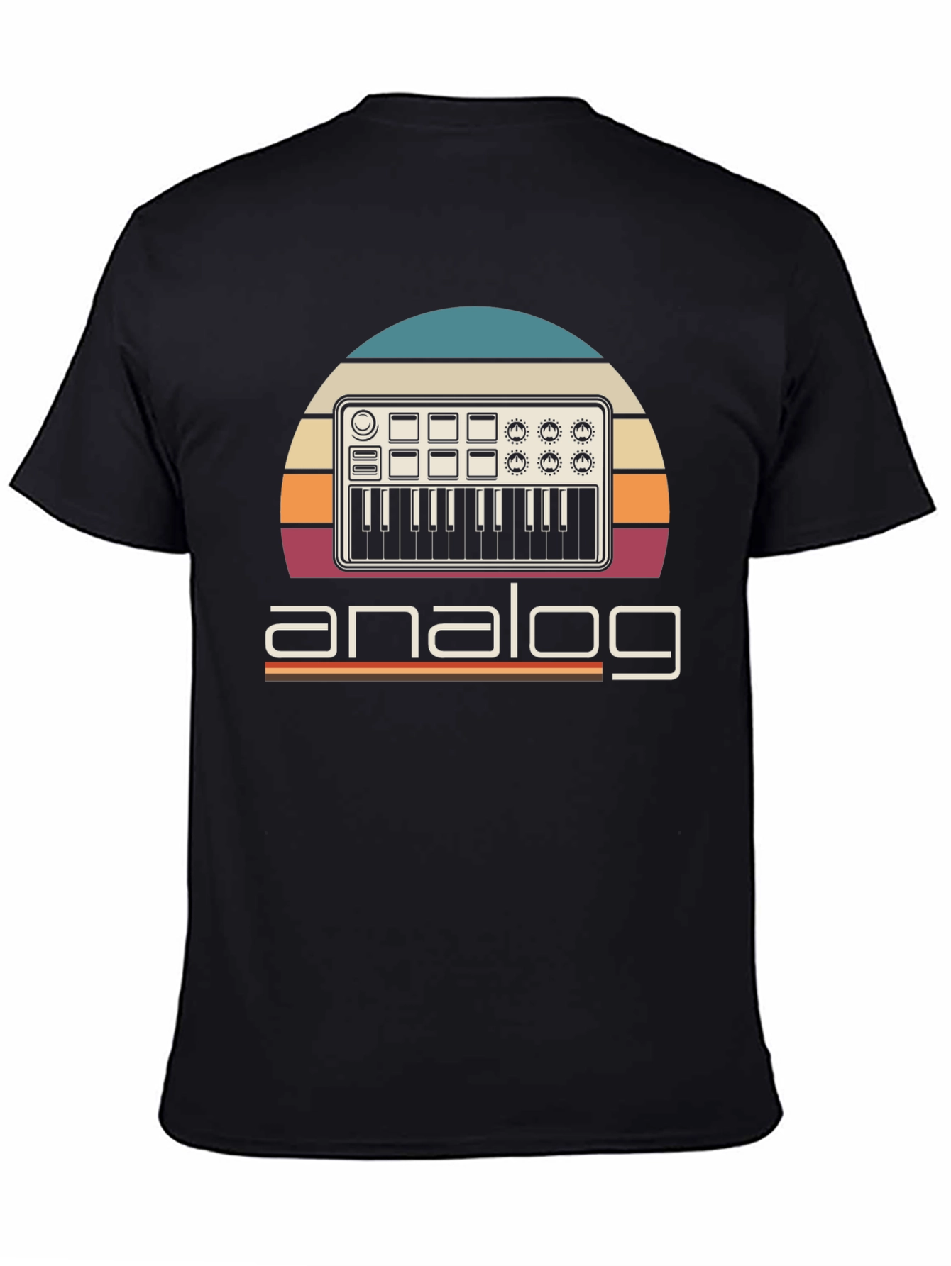 Black Analog Synth T-Shirt - Retro Music Producer Tee view 4