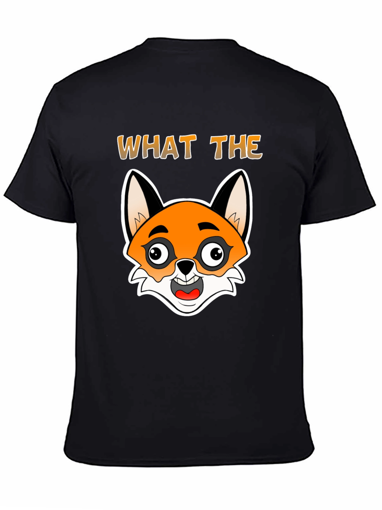Black What the Fox T-Shirt - Funny Cartoon Animal Tee view 4