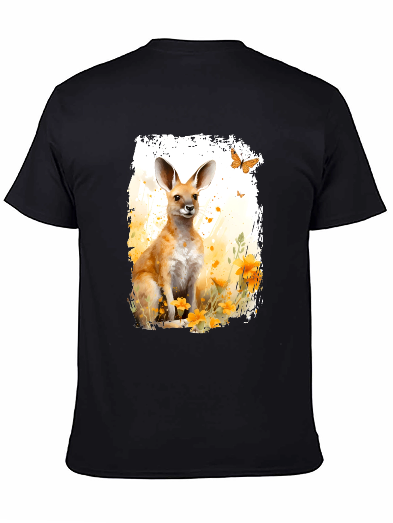 Black Kangaroo Watercolor Graphic Tee view 4
