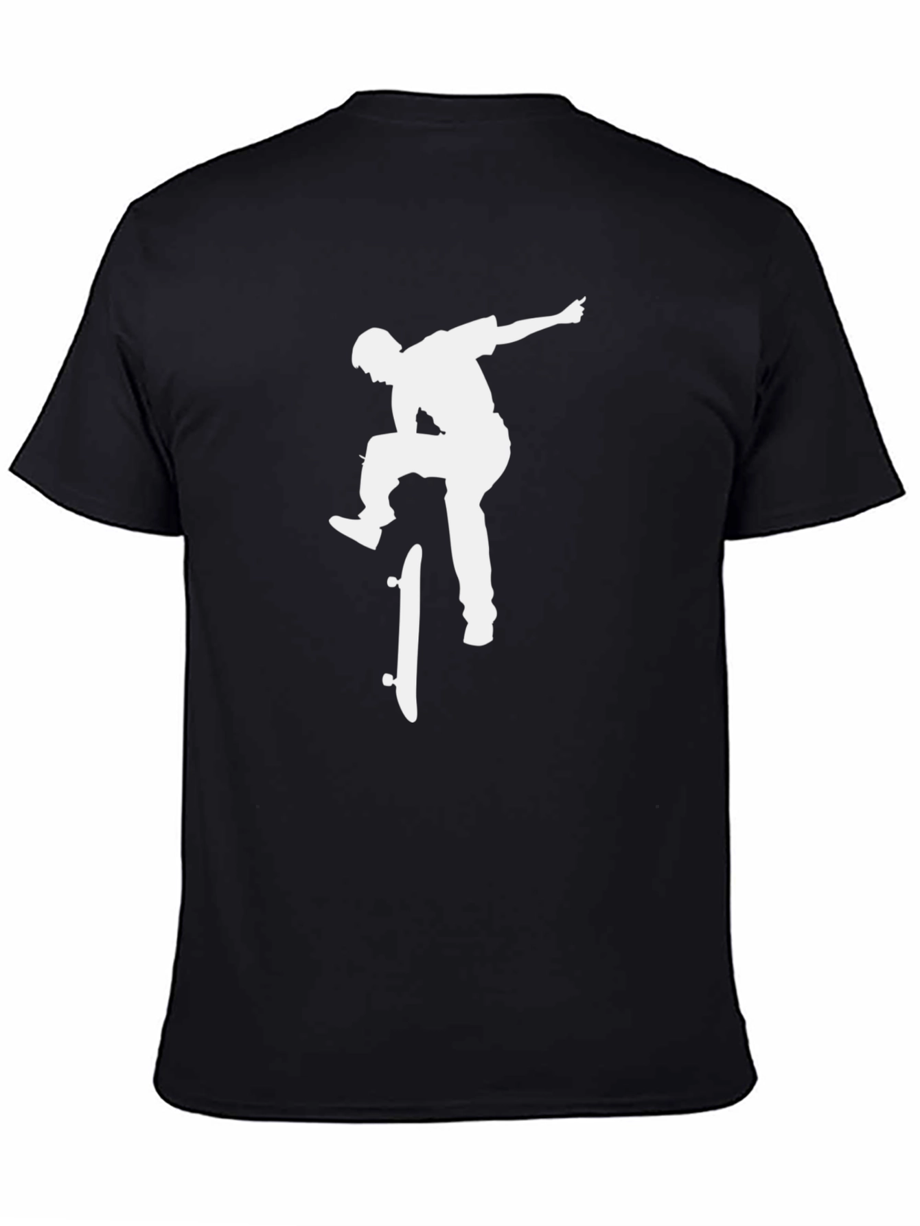Black Skateboarder Graphic Tee - Black Cotton Blend view 4