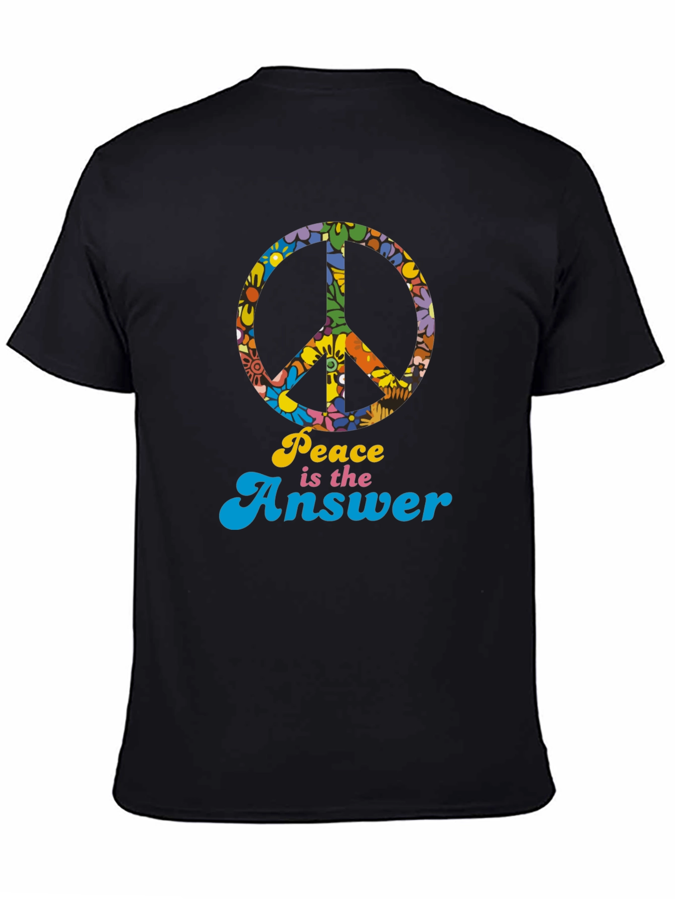 Black Retro "Peace is the Answer" Graphic T-Shirt view 4