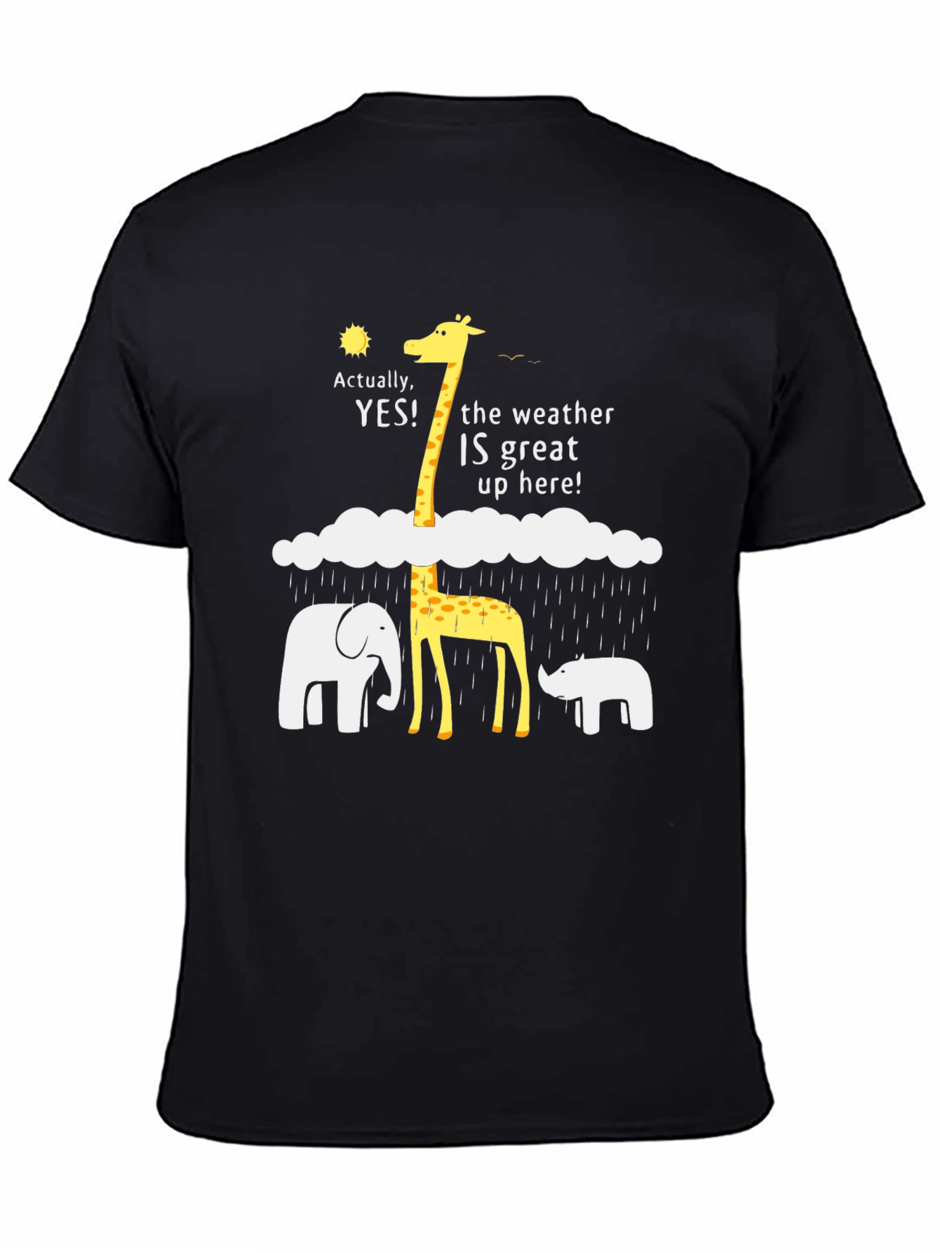 Black Funny Weather Giraffe T-Shirt view 4
