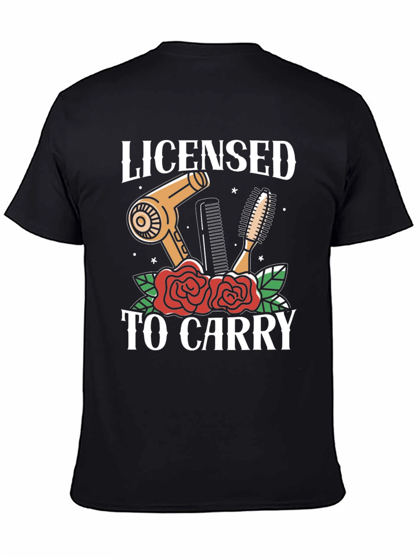 Black Licensed to Carry Hair Stylist Graphic T-Shirt view 4