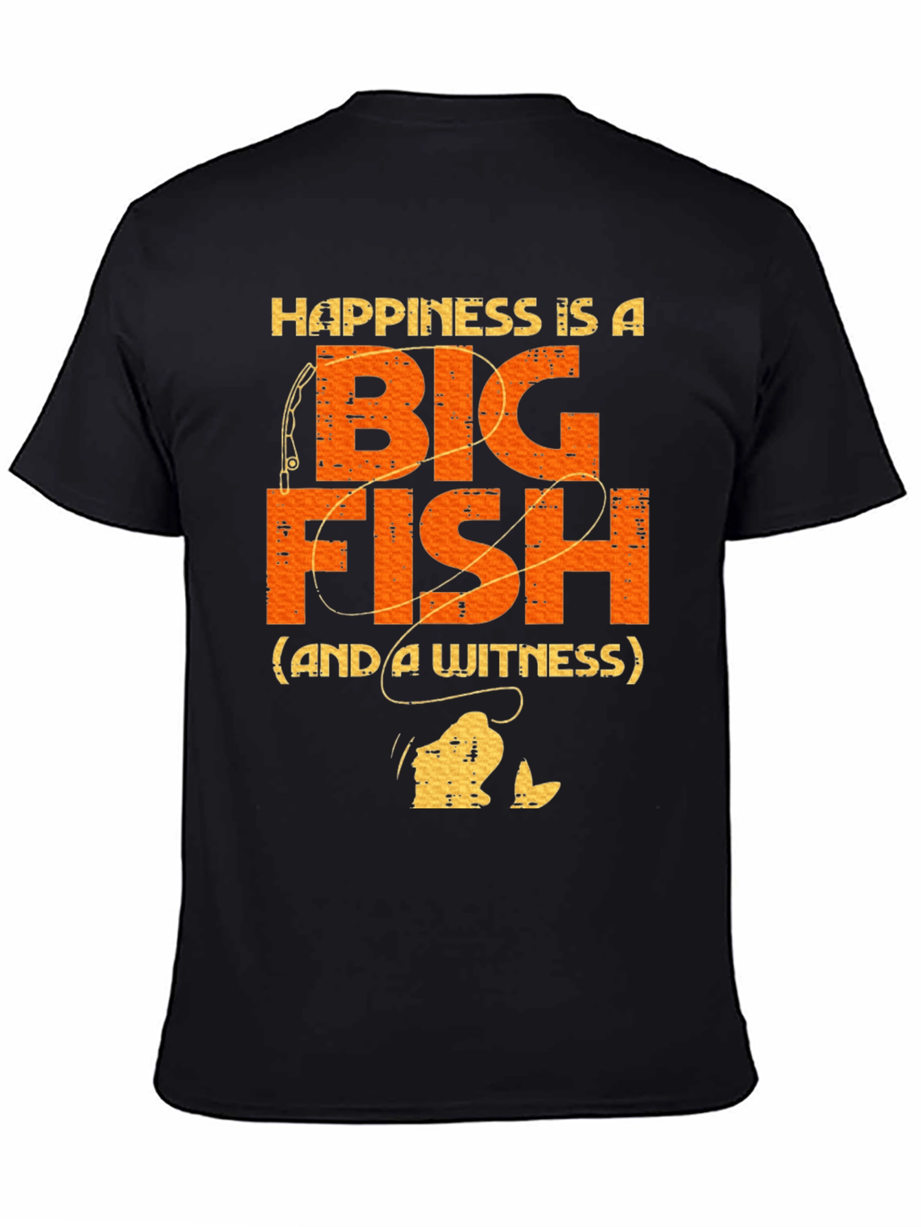 Black Happiness Is A Big Fish T-Shirt view 4