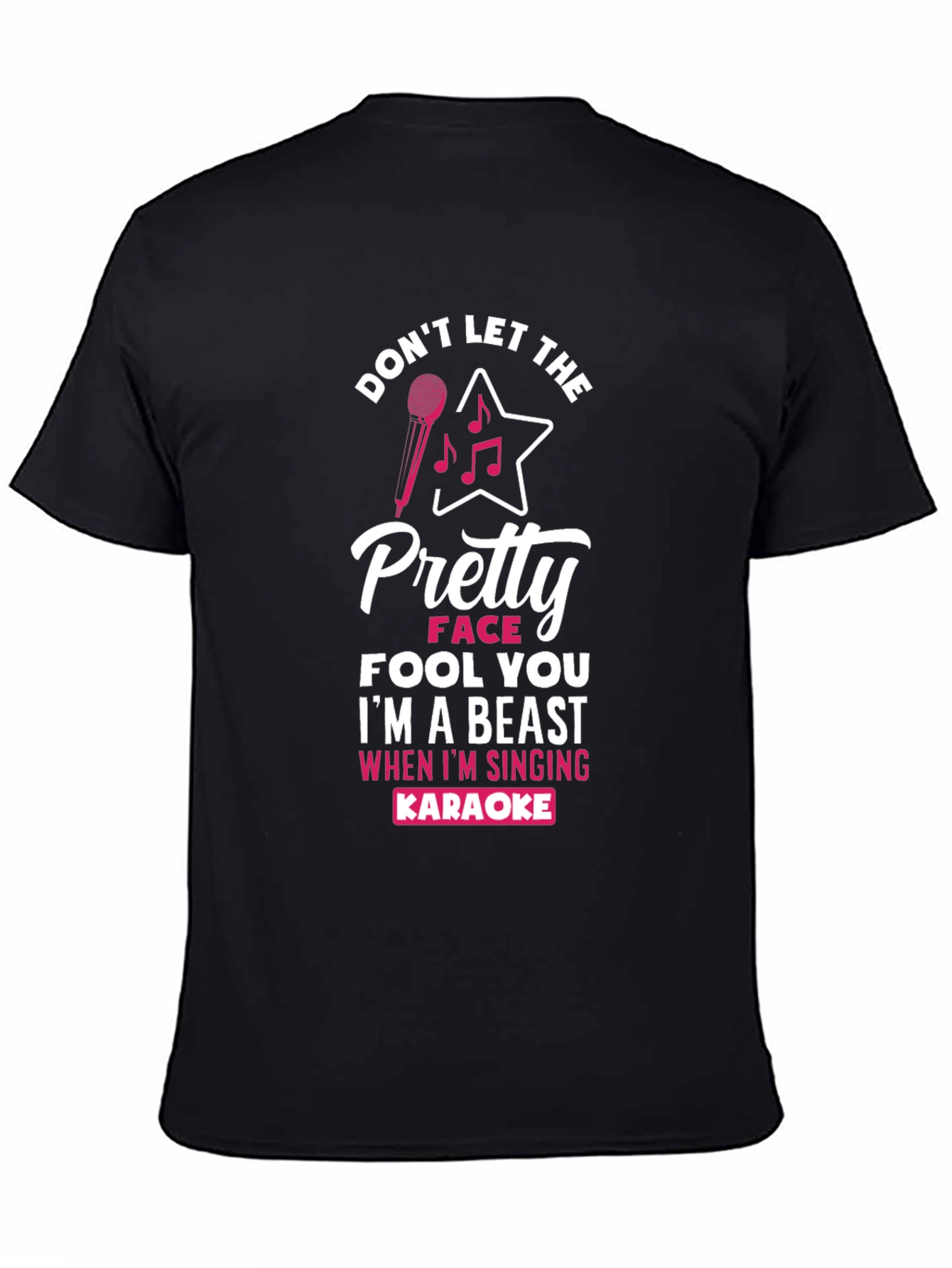 Black Karaoke Beast Graphic T-Shirt - Don't Let The Pretty Face Fool You view 4