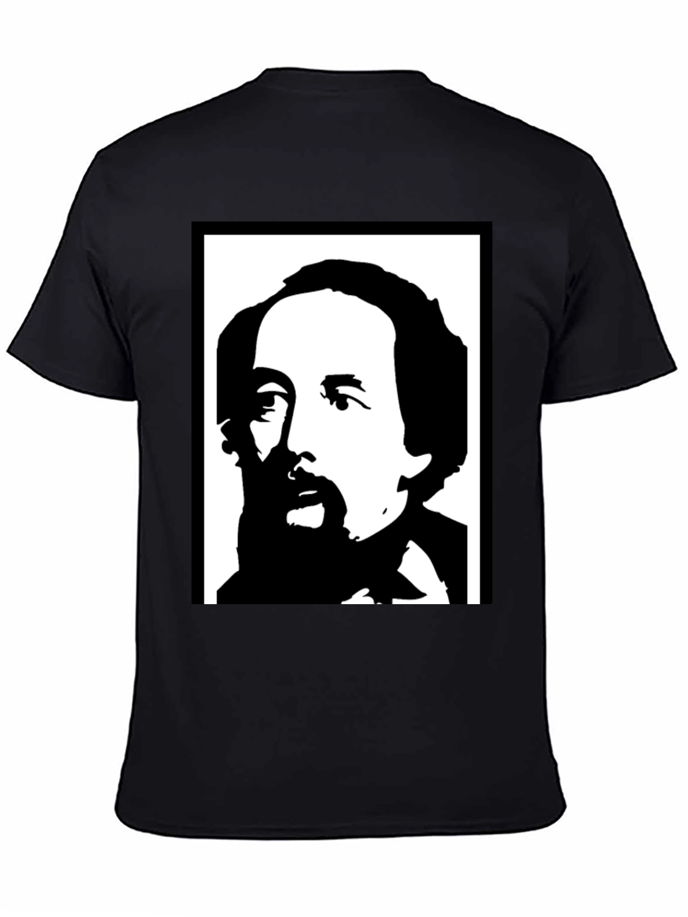 Black Charles Dickens Graphic Tee - Classic Novelist T-Shirt view 4