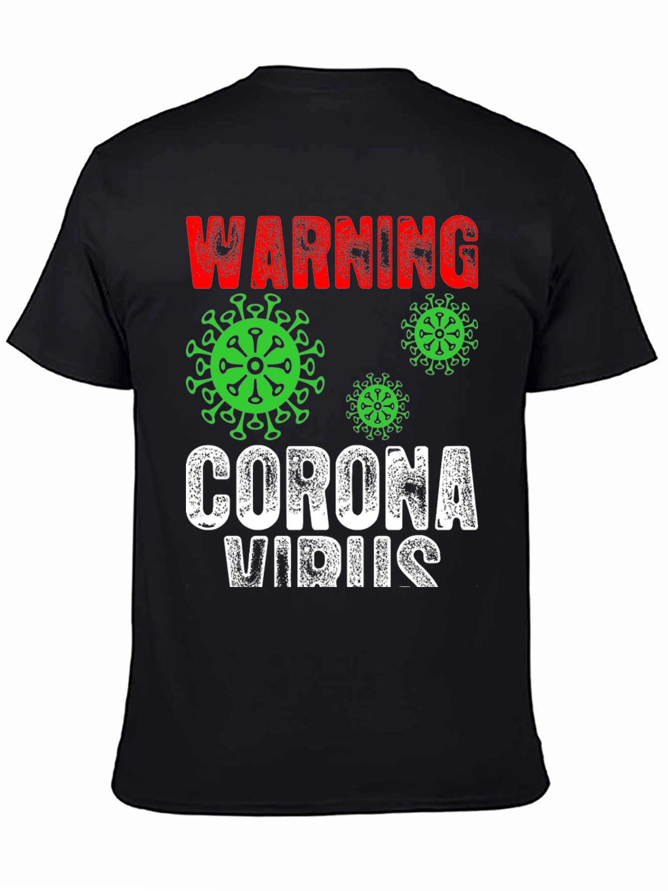 Black Warning Coronavirus T-Shirt Black Novelty Tee view 4