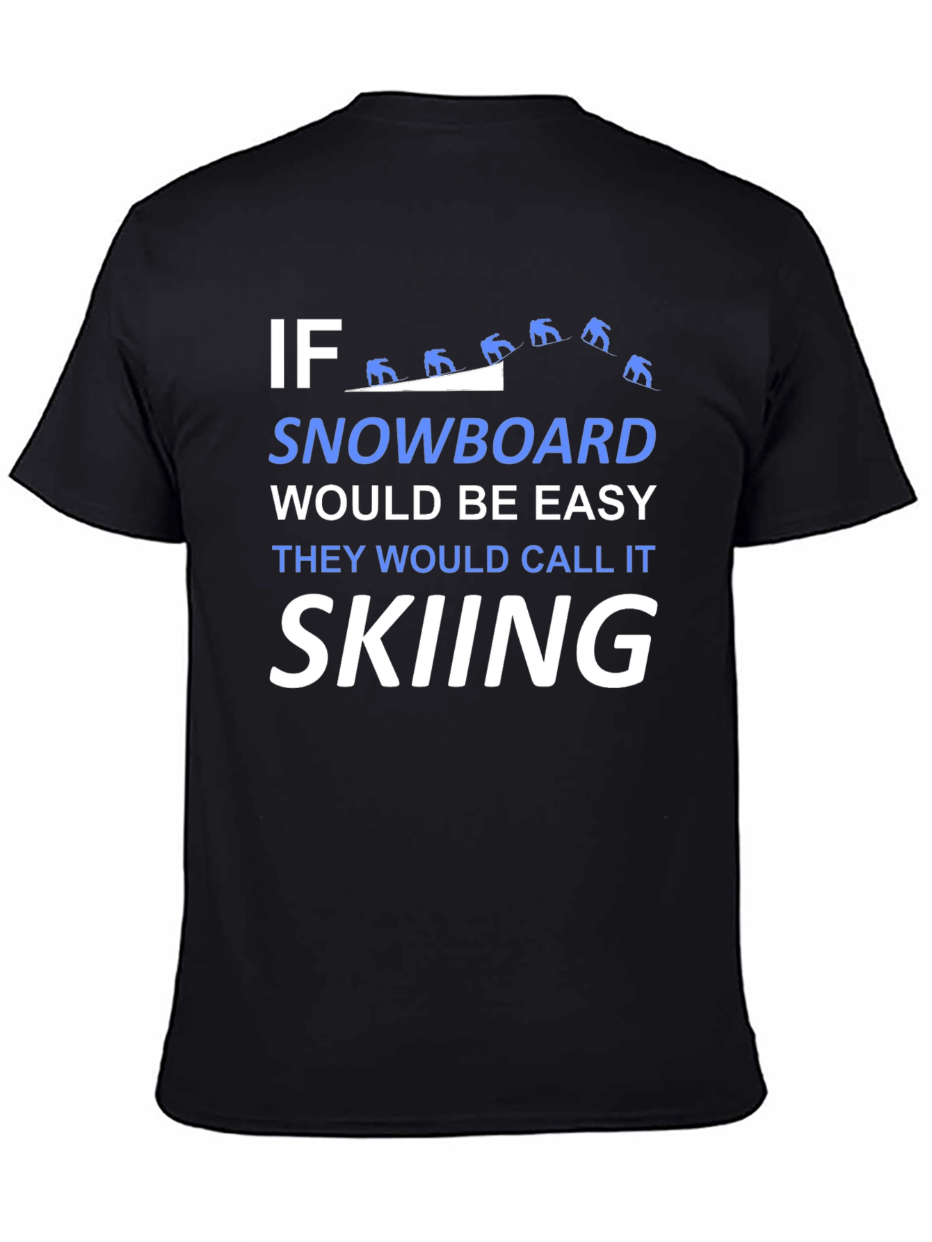 Black Snowboard vs Skiing T-Shirt - Black Graphic Tee view 4