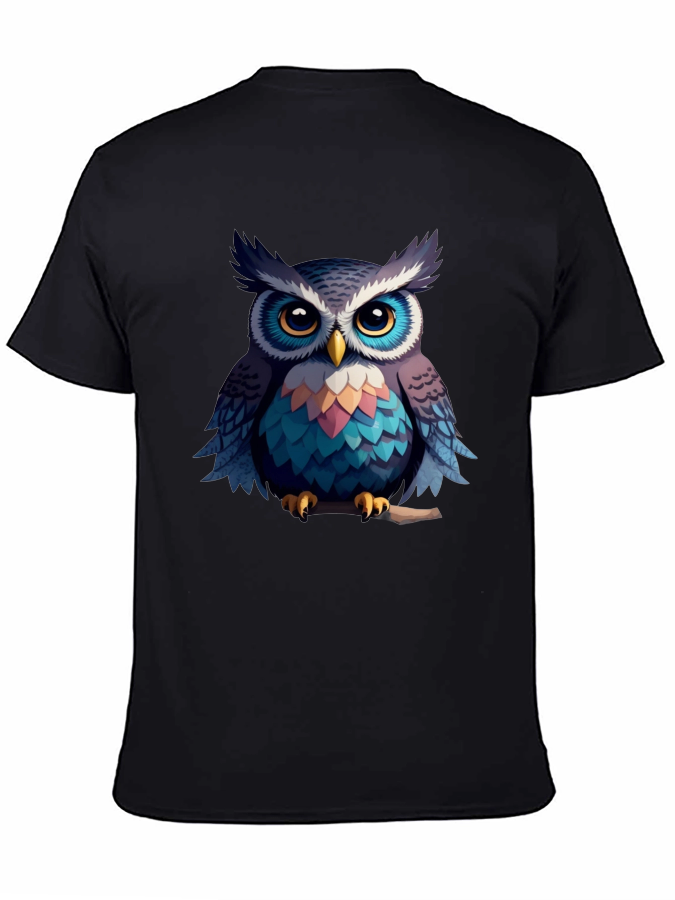 Black Owl Graphic Black T-Shirt - Men's Fashion Tee view 4