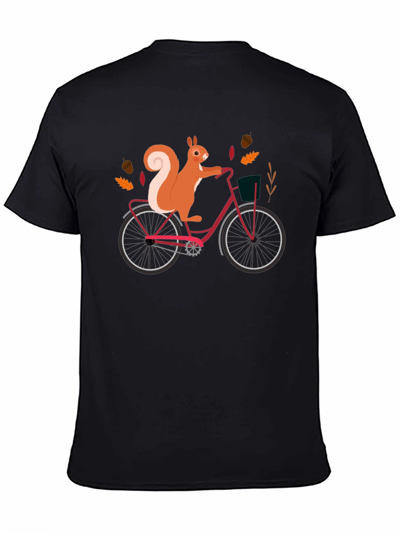 Black Squirrel on Bike Graphic Tee - Black Cotton T-Shirt view 4