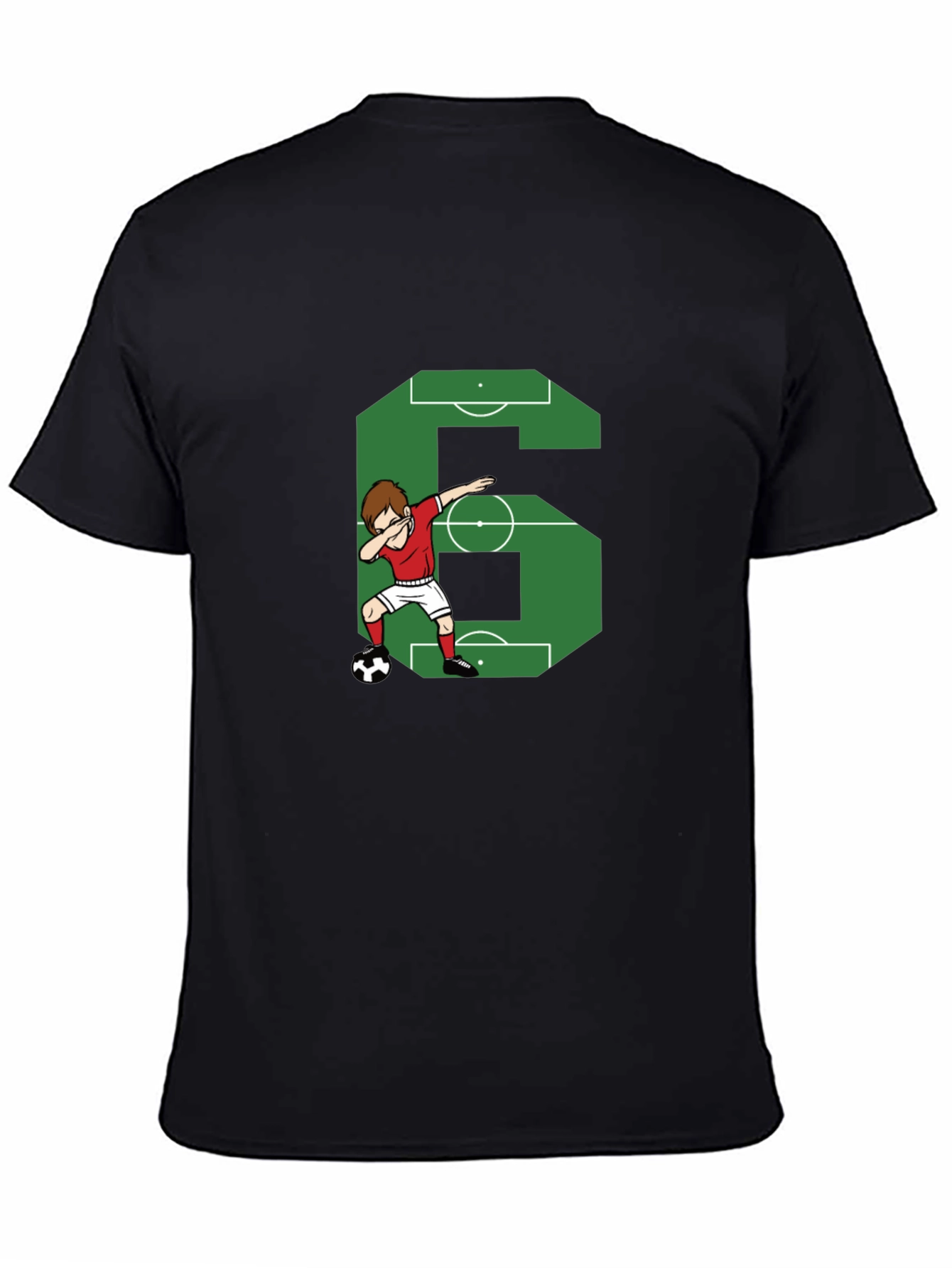 Black Soccer Number 6 Dab T-Shirt view 4