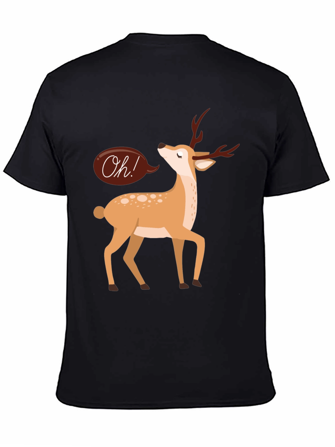 Black Oh Deer T-Shirt - Black Cotton Graphic Tee view 4